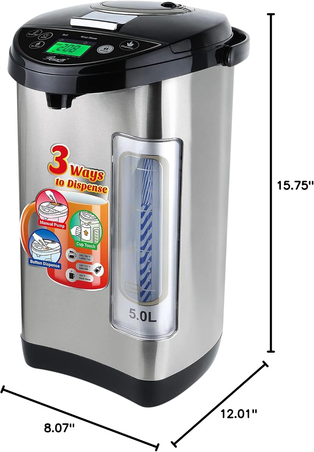Rosewill Electric Hot Water Boiler and Warmer Dispensers (5.0 Liter Blacklight)