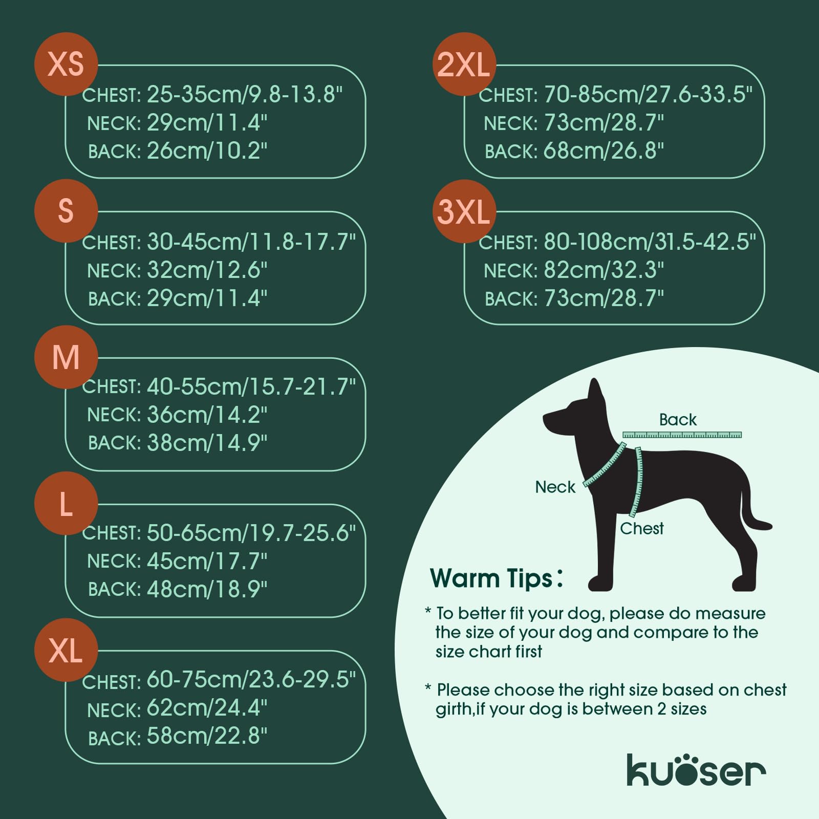 Kuoser Cappotto impermeabile per cani Giacca per cani per cani piccoli e di taglia media, Cappotto invernale in tela riflettente per cani di taglia grande Cappotto per cani Giacca in pile per cuccioli