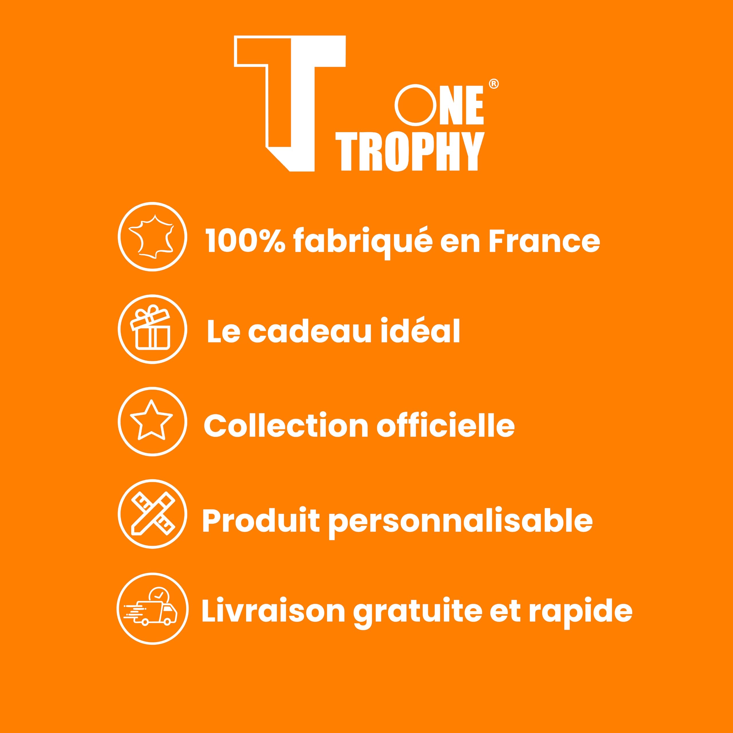 OneTrophy Toile Officielle Olympique de Marseille – Personnalisable avec Prénom ou Texte Libre – Décoration Murale Supporter – Made in France – Cadeau Supporter OM (Droit au but)