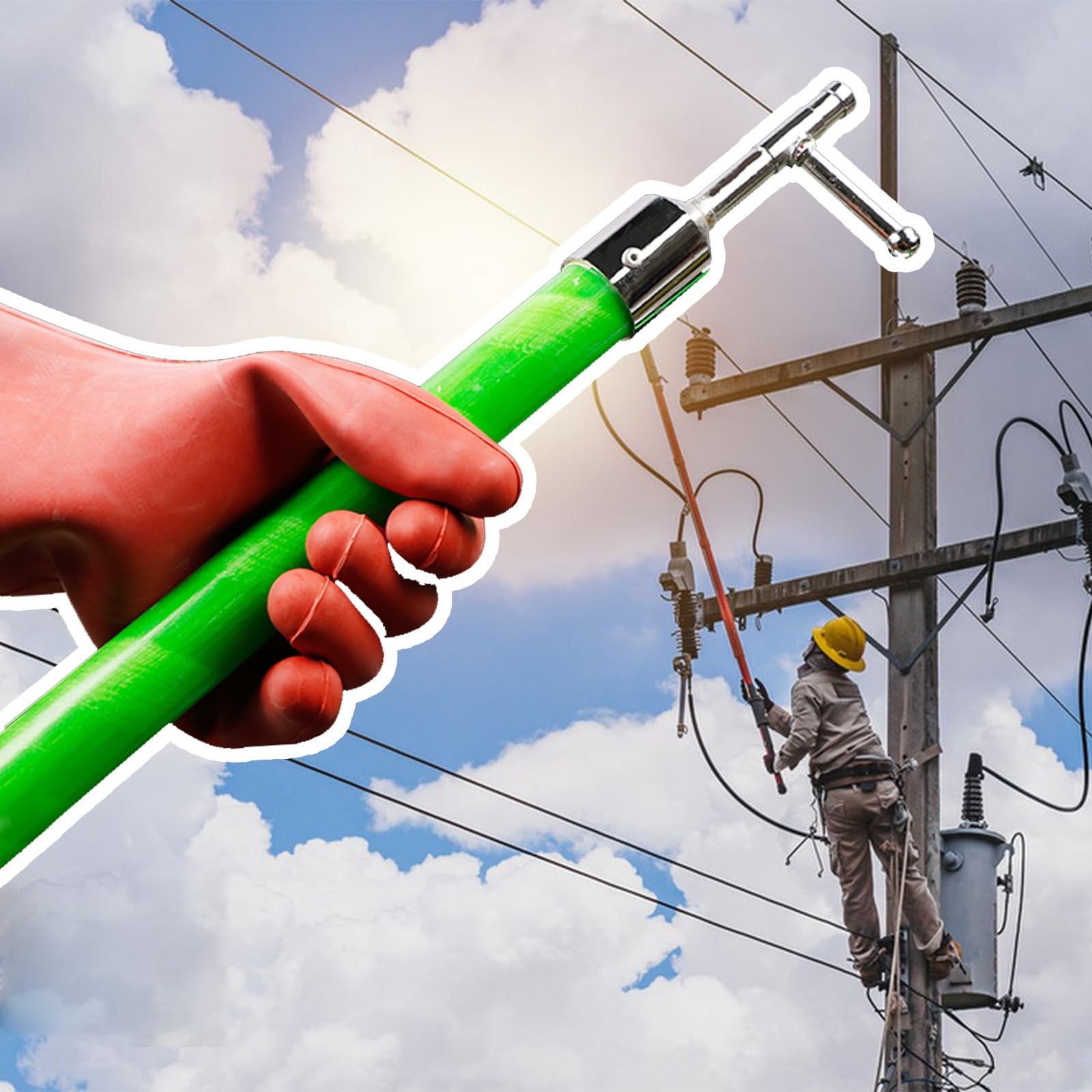 Drążek przełączający z izolacją wysokiego napięcia, 10 kV, regulowany hak ratunkowy, zdejmowany elektryczny drążek bezpieczeństwa (6 m do 1,8 m)