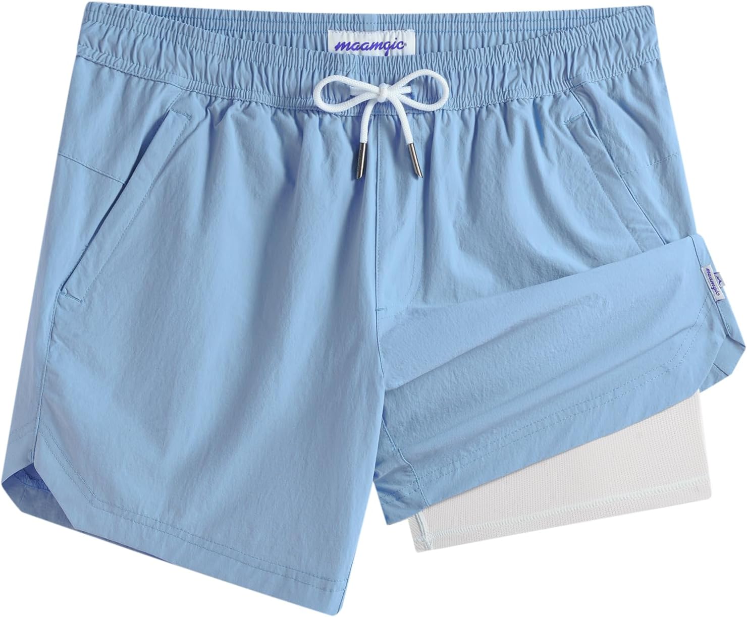 maamgic Mens Swim Trunks 5" with Compression Liner Stretch Quick Dry Swim Shorts Swimming Trunks Bathing Suits