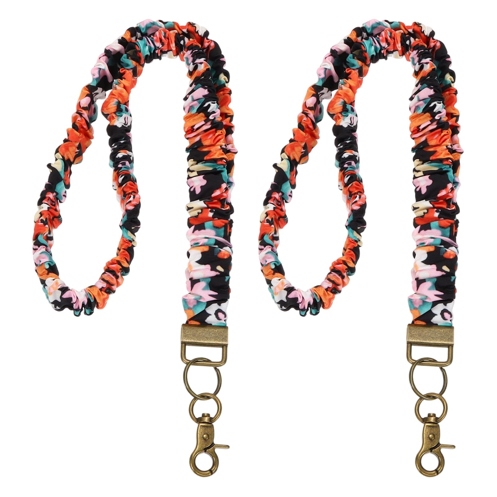 PATIKIL Scrunchie Lanyard Teacher,2 Pcs Stretchy Lanyards,Multicolor Floral