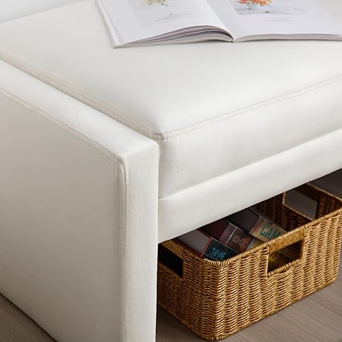 Miniatura 4 de Shunzhi Banco otomano tapizado de terciopelo de 55 pulgadas con brazo anchoalmohada extraíble, banco moderno para dormitorio, sala de estar, ventana