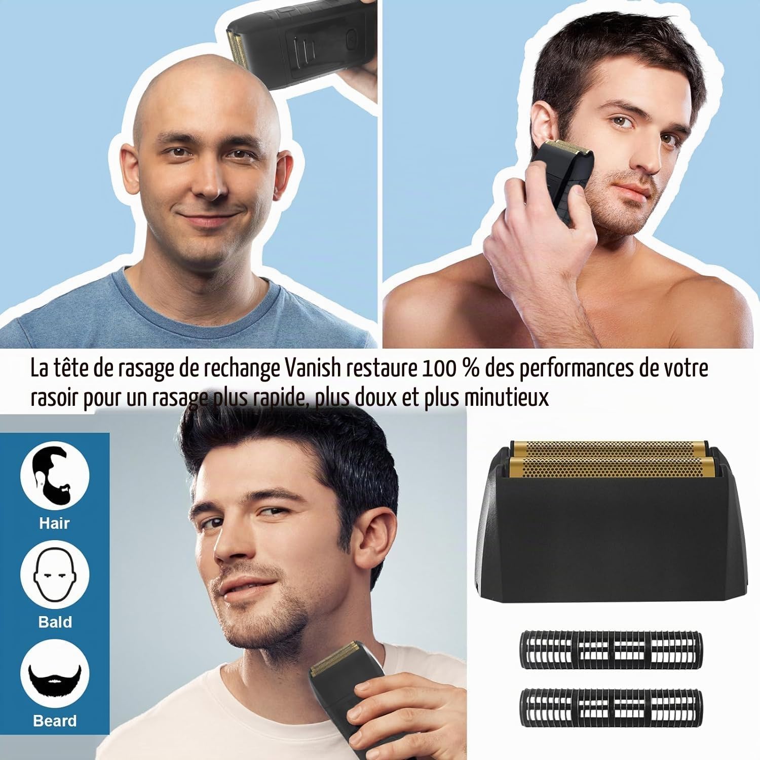 Grille de rechange pour rasoir Wahl 5 Star Series Vanish 8173-700 – Noir | Lot de 2