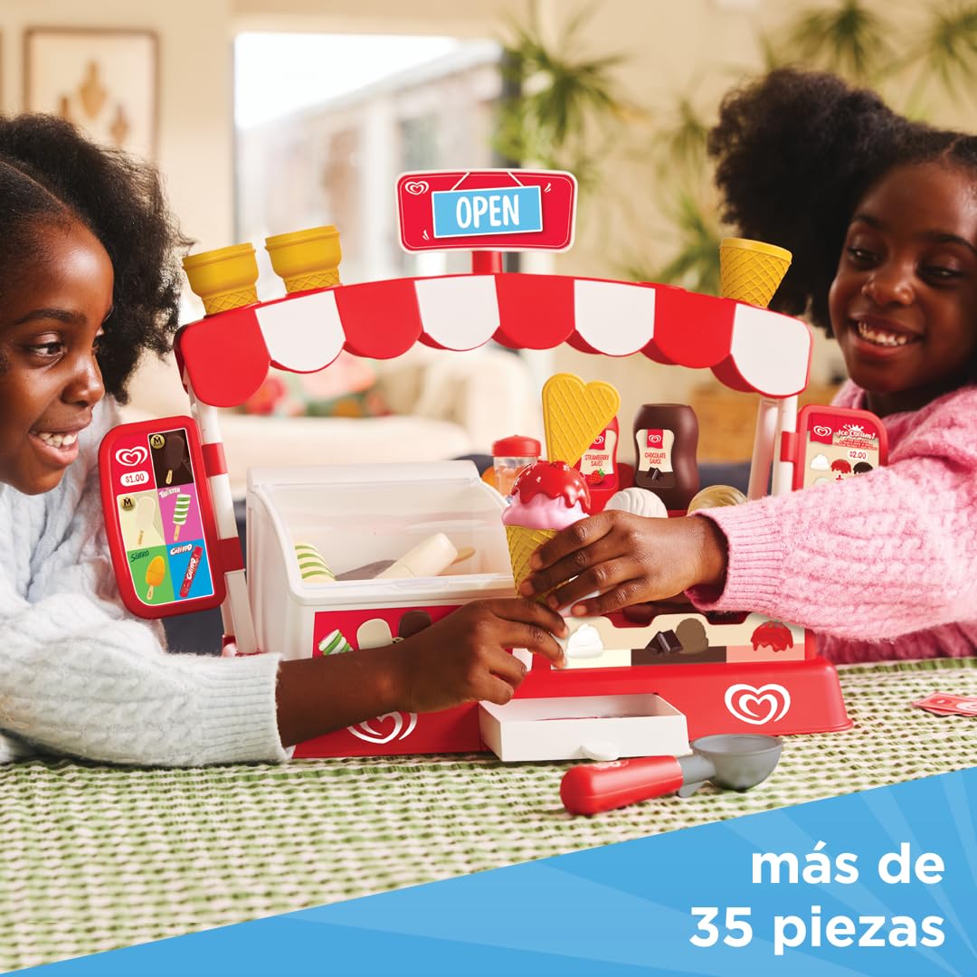 Juego de heladería Oficial de Frigo Casdon | Heladería de Juguete para niños de Dos años en adelante | con congelador, mostrador, Monedas de Juguete y más de 35 Piezas