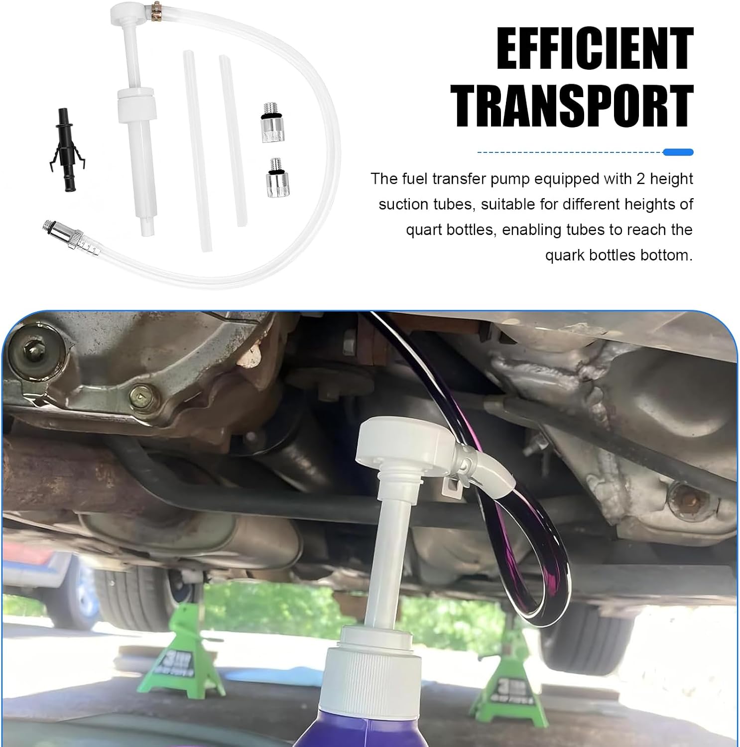 WZP Transmission Fluid Pump Kit, Auto Fluid Transfer Pump with 3/8" Swivel and 8mm 10mm Adapters, 8cc Per Pumps Stroke, Brake Fluids Change Oil Push-Pump Kit