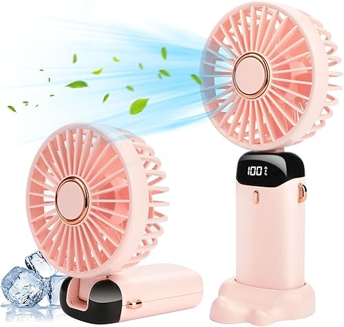 KTTR Hand Held Fans,Portable Fan,5000mAh Rechargeable, LED Display, 90 Adjustable, Mini Fan, Hand Held Fan, Working Time 8-14