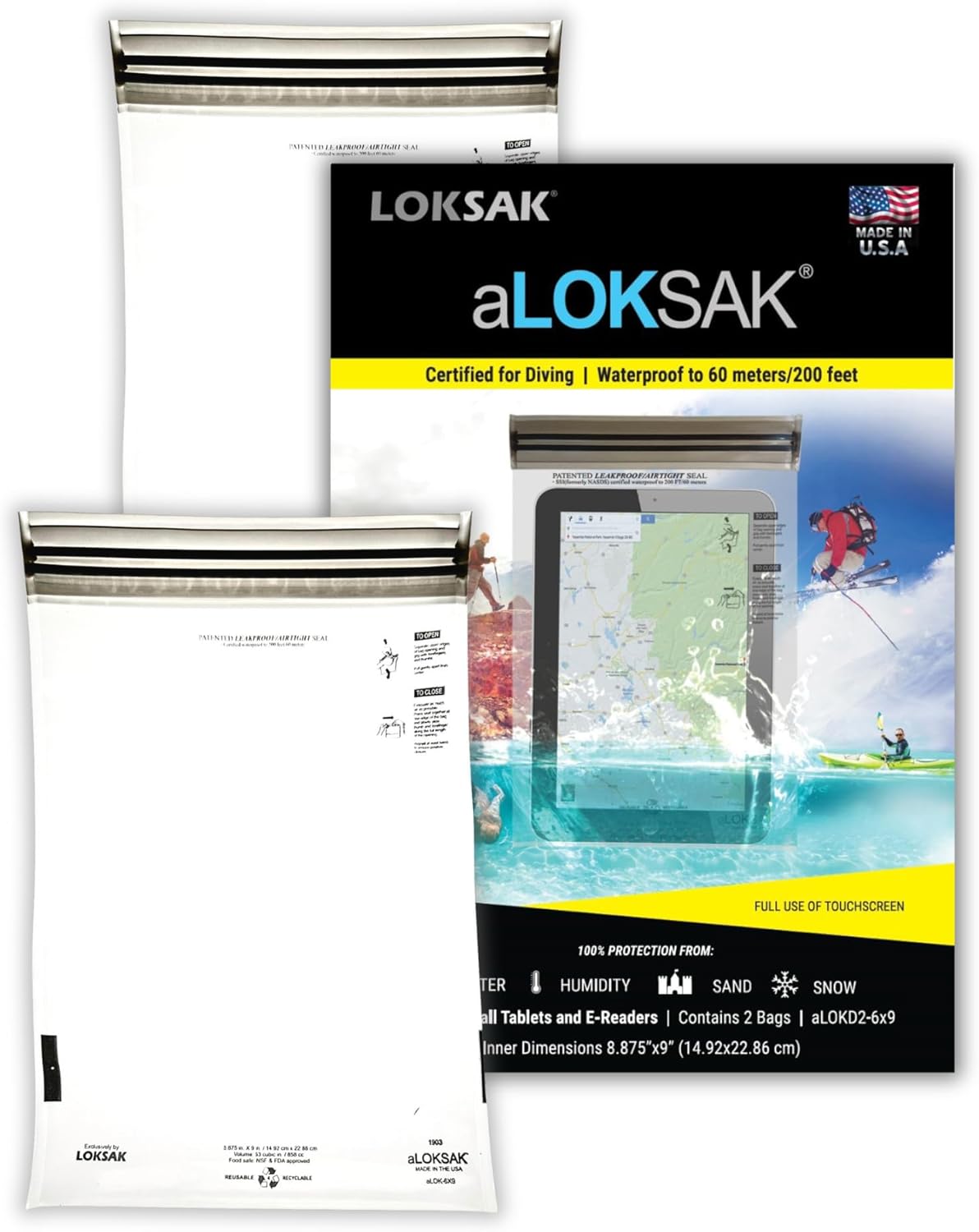 LOKSAK - aLOKSAK Waterproof Cellphone Dry Bags - Airtight Underwater Phone Pouch - Touch Screen Compatible - Diving Certified