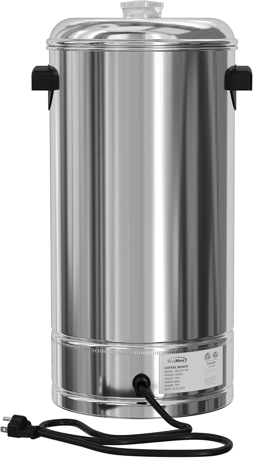 Pemberly Row Electric 100 Cup Commercial Coffee Percolator in Stainless Steel