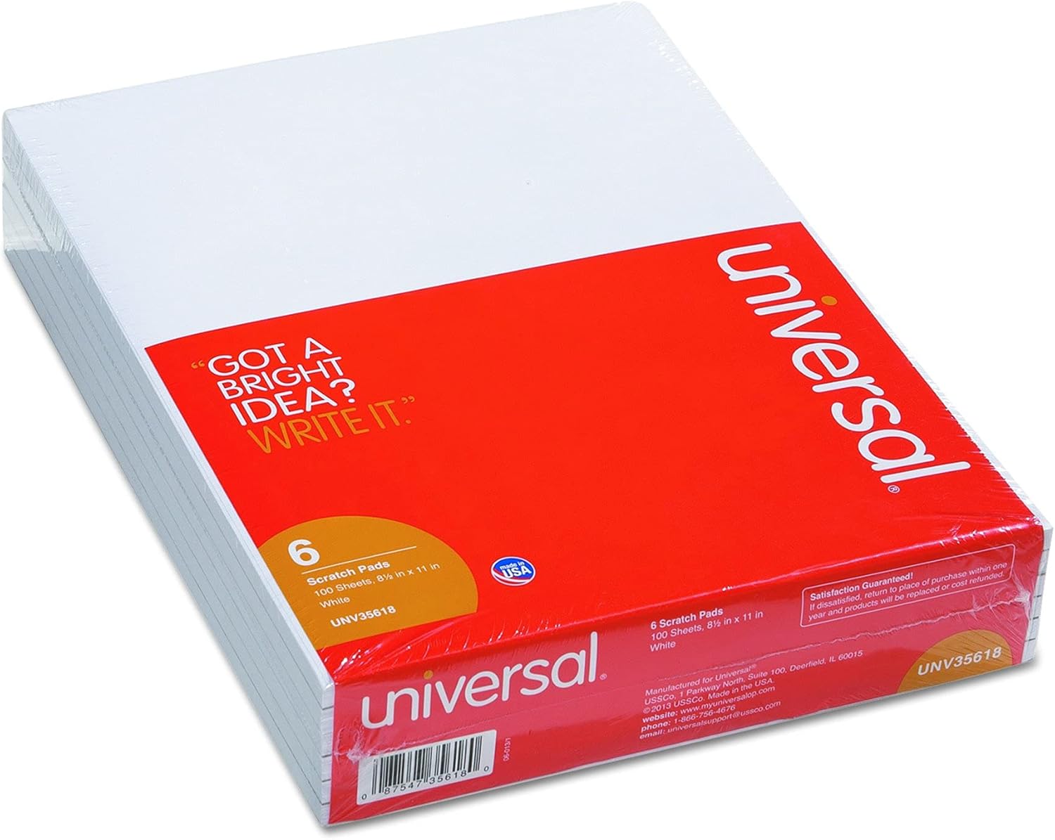 Universal 35618 8-1/2 x 11 White Unruled Scratch Pads (100-sheet pads) : Scratch Paper Pads : Office Products
