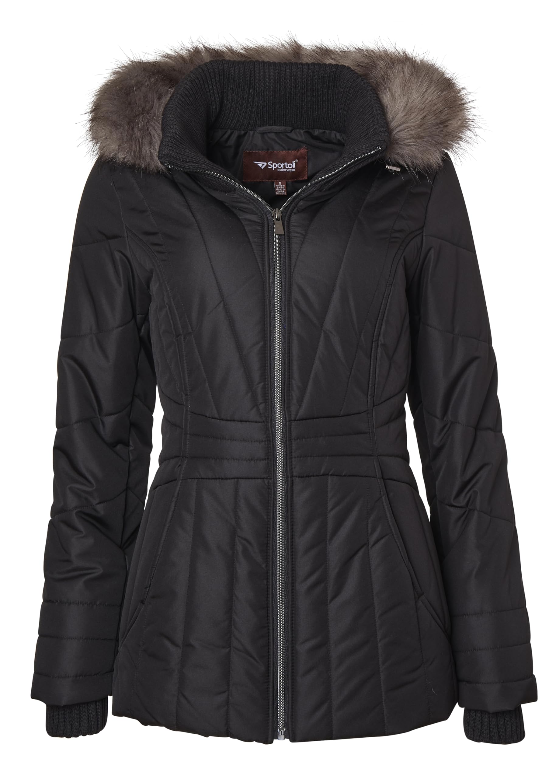Womens Winter Coat Faux Fur Trim Hooded Down Alternative Puffer Jacket-image-38