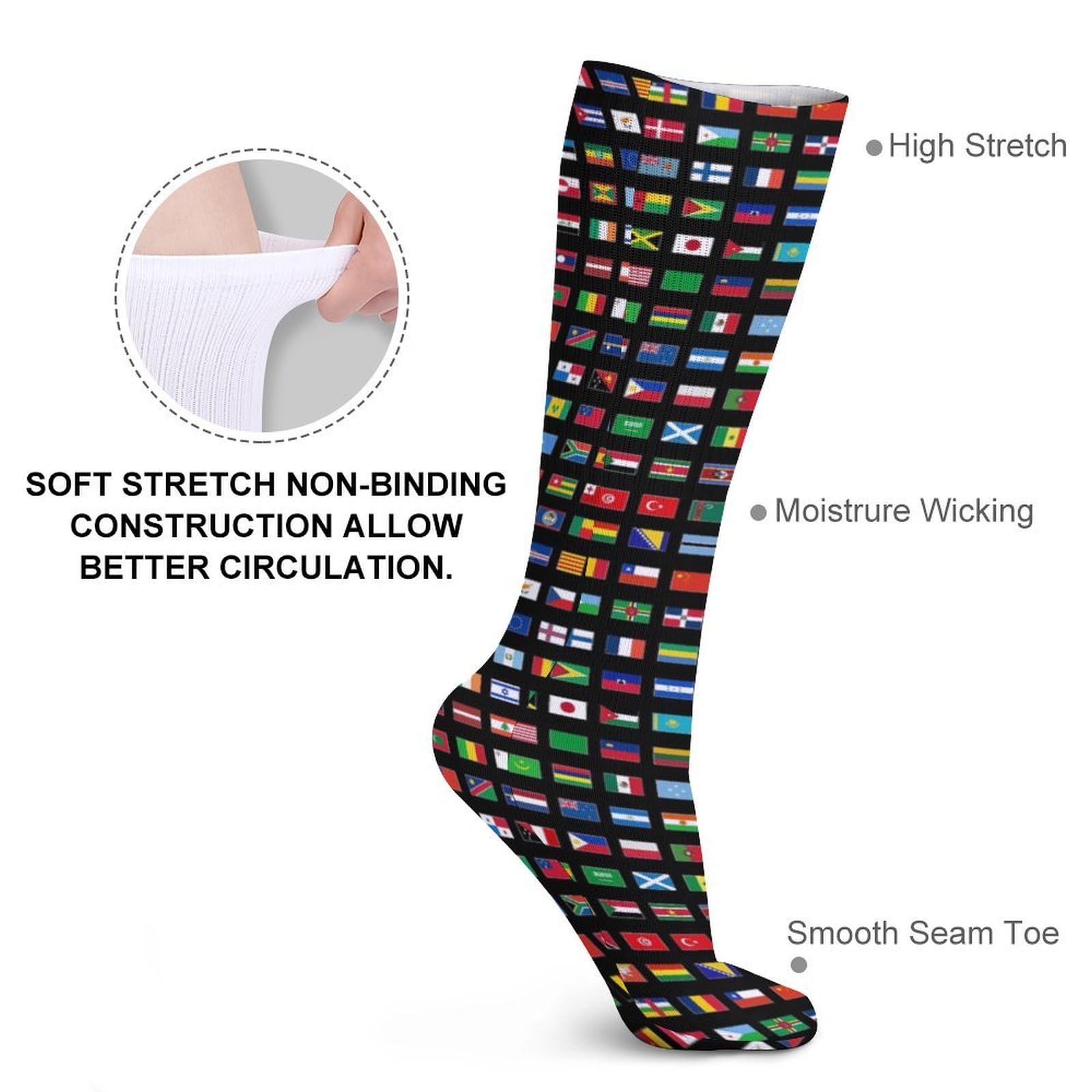 Calcetines de banderas del mundo para mujeres y hombres, suaves, transpirables, novedosos, calcetines atléticos, divertidos calcetines de vestir locos