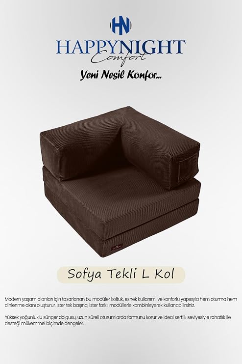 Sofya Tekli Koltuk L Kol | Oyun Koltuğu | Sünger Koltuk | Sinema Koltuğu. 90x90 CM (Kahverengi)