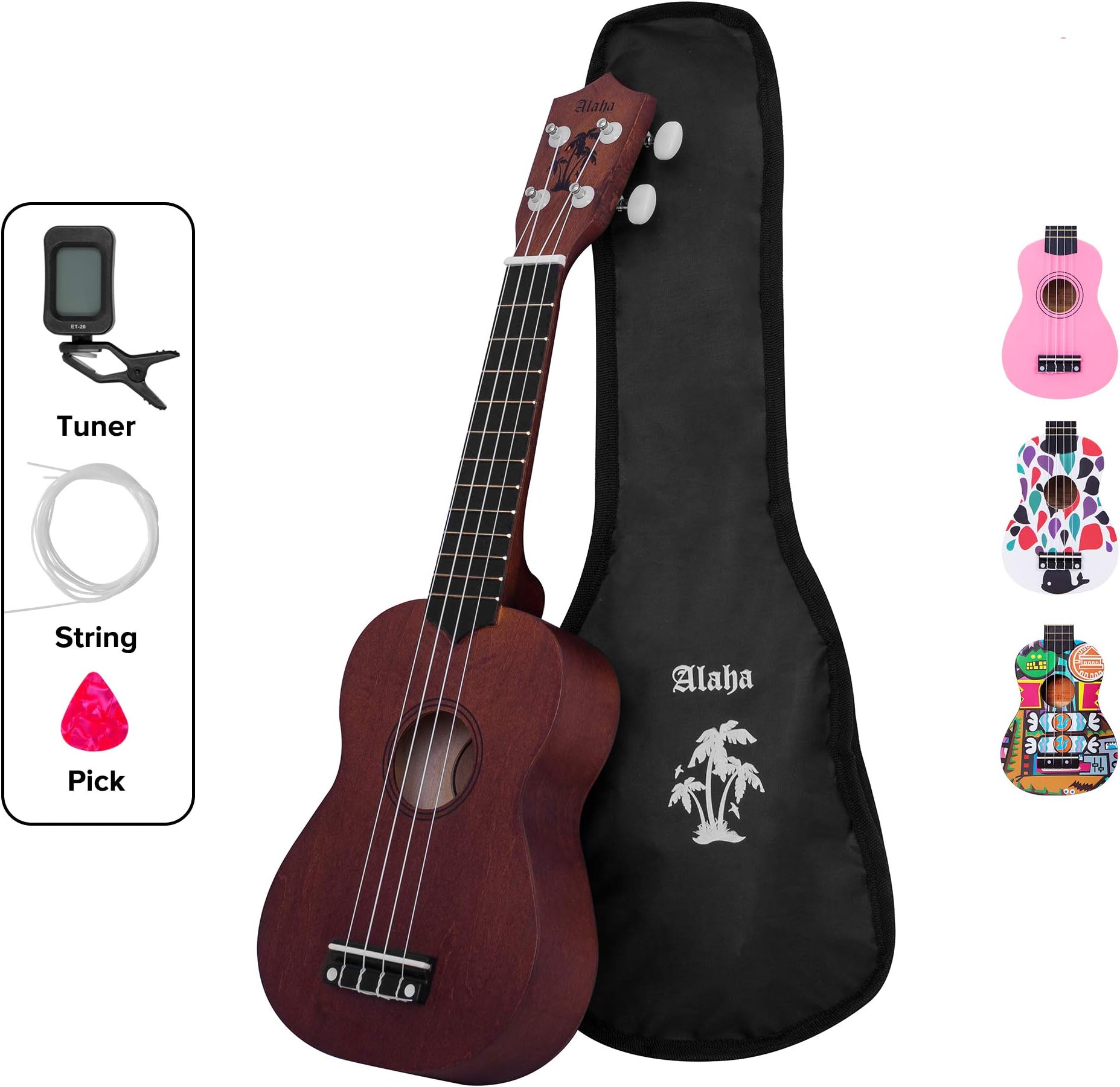 Ukulele soprano ukulele kids ukulele bundle starter guitar kid ukulele with extra new nylon strings uku strap ukulele case ukulele picks satin basswood ukulele