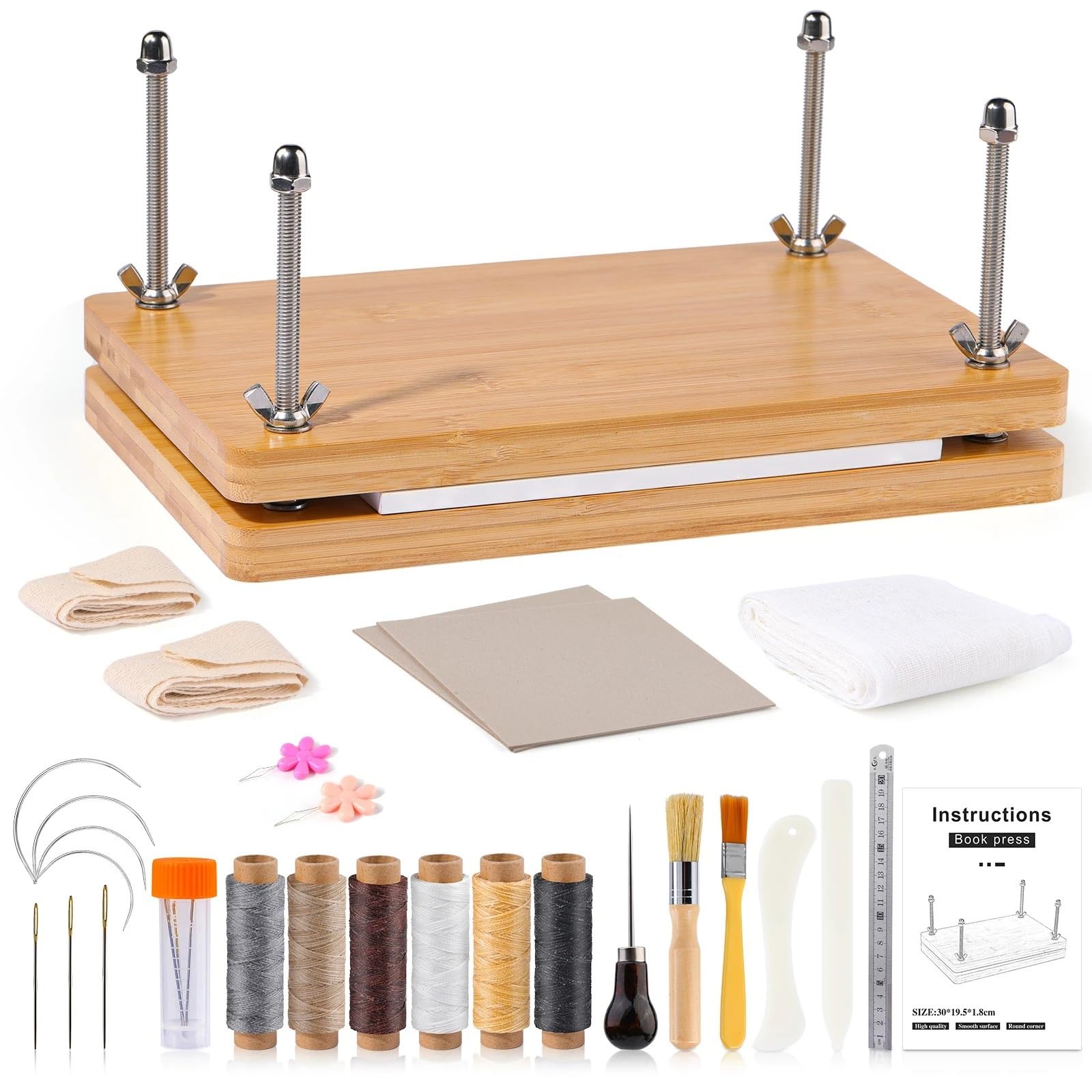 Kit de encuadernación de plástico para huesos, enredadora, hilo Wd y máquina de encuadernación portátil, herramientas de madera de paulownia, juego de herramientas para proyectos de encuadernación de