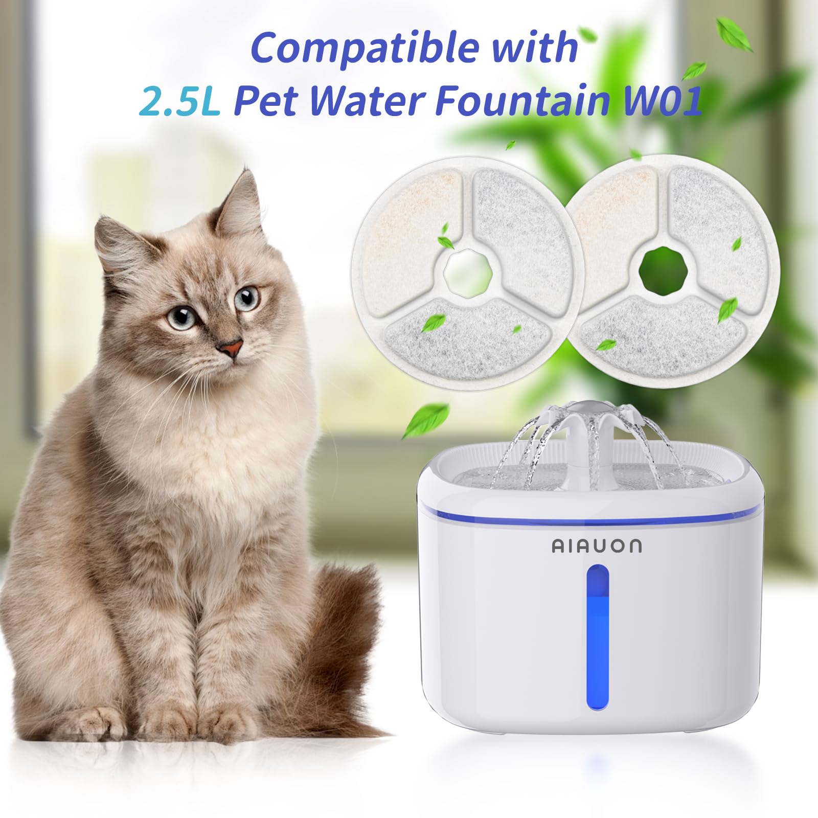 8 Pack Cat Fountain Filters Pet Water Fountain Replacement Filters for 84oz 2 5L Cat Water Fountain — view 2