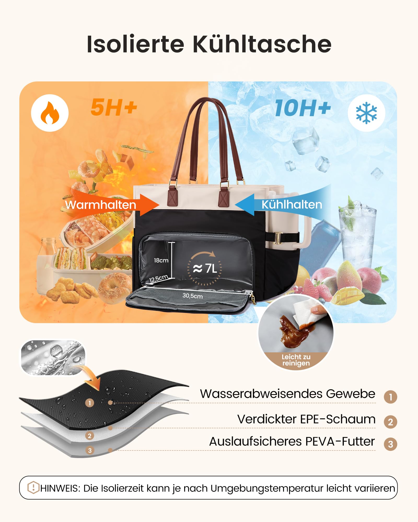 LOVEVOOK Elegancka torebka damska, duża, z izolowaną kieszenią chłodzącą, torba robocza, torba na laptopa o przekątnej ekranu 15,6", z wieloma przegródkami, torba nauczycielska, aktówka, torba na