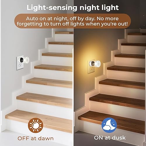 Miniatura 3 de Luces nocturnas LED, luces nocturnas regulables que se enchufan a la pared con sensor de atardecer a amanecer, control táctil, temperatura de 3