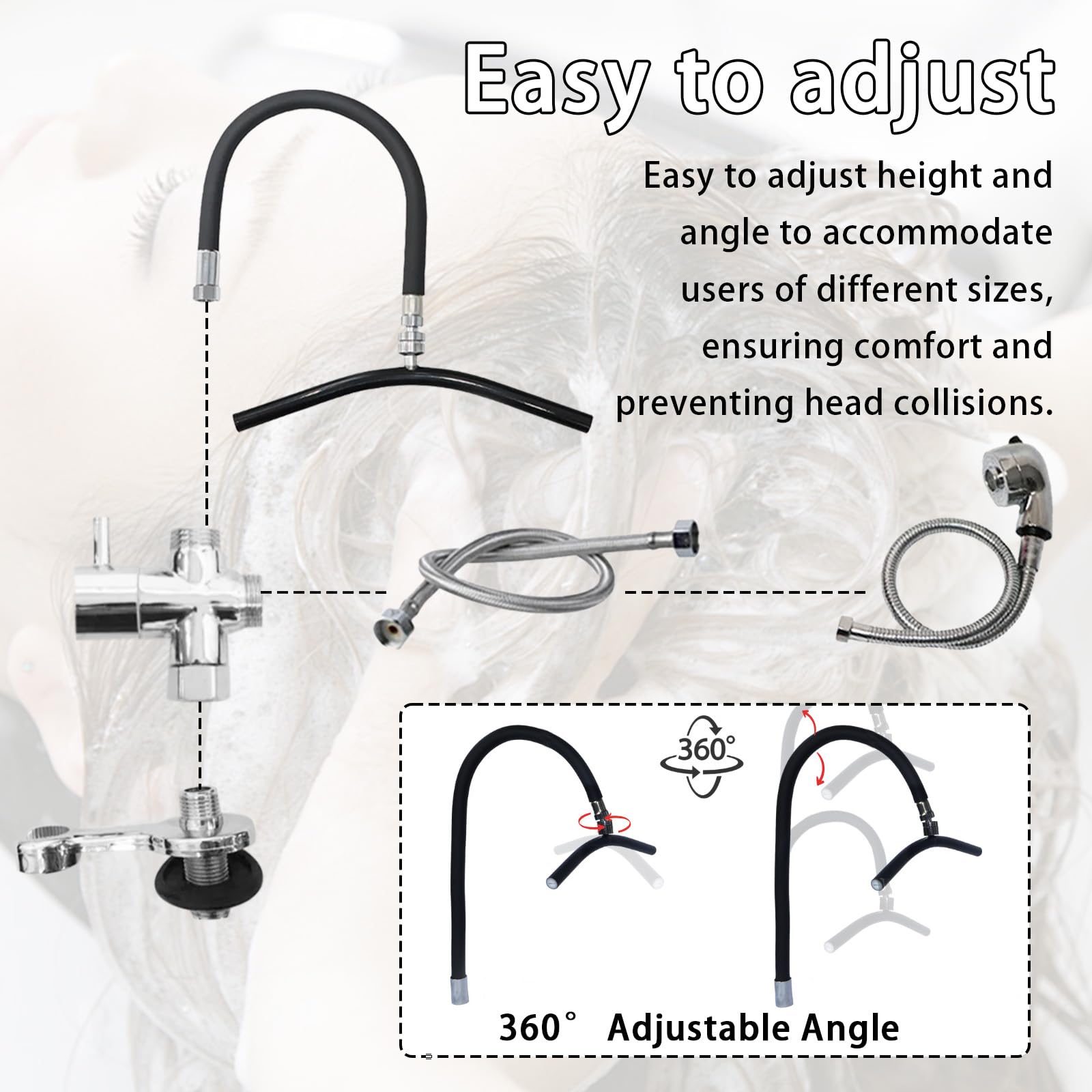 Head SPA Estante De Circulación De Agua, Marco de Equipo de Spa Head Ajustable Cabezal De Ducha para Lavabo De SPA Accesorios para Cama de Champú para Peluquería Equipo Salón Masajes