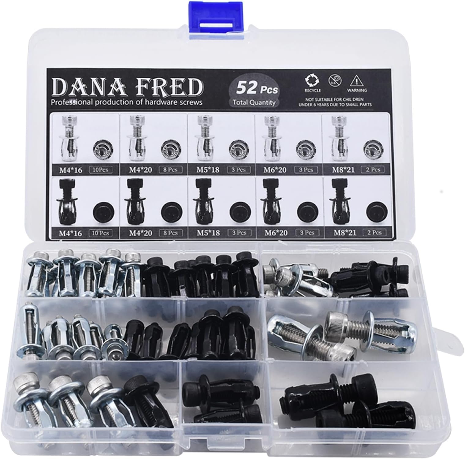 52sets M4M5M6M8 Molly Jack Nuts Expansion Screw Petal Nut Thins Fixings Petal Nuts with Hex Socket Head Cap Screws Assembly for Hollow Wall, Hollow Door Iron Skin Line,Thin Soft Wall Expansion Nuts