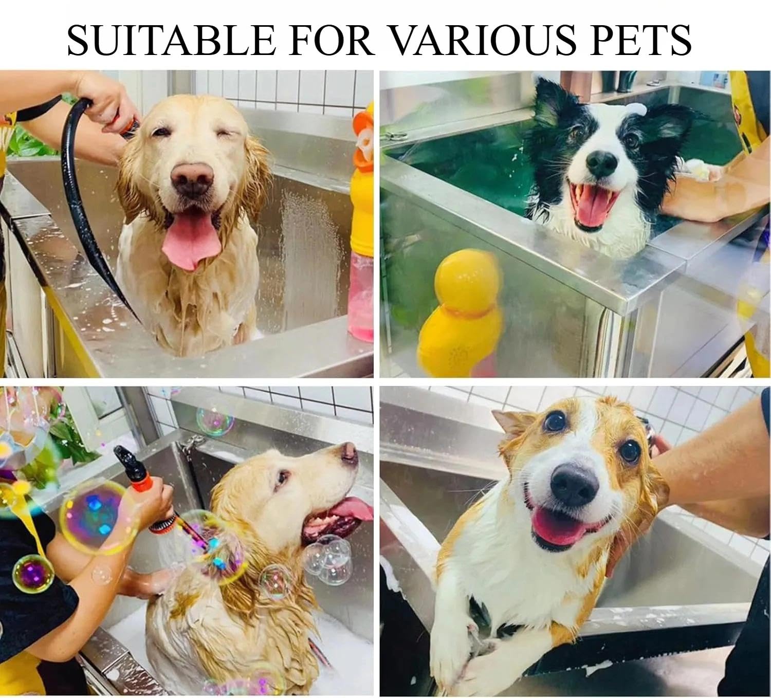 Genérico BañEra Perros Acero Inoxidable, EstacióN De Lavado para Mascotas con Grifo Y Ducha, Fregadero De PeluqueríA Canina Profesional con Filtro Y Puerta Izquierda, Plata(120 * 70 * 90cm)