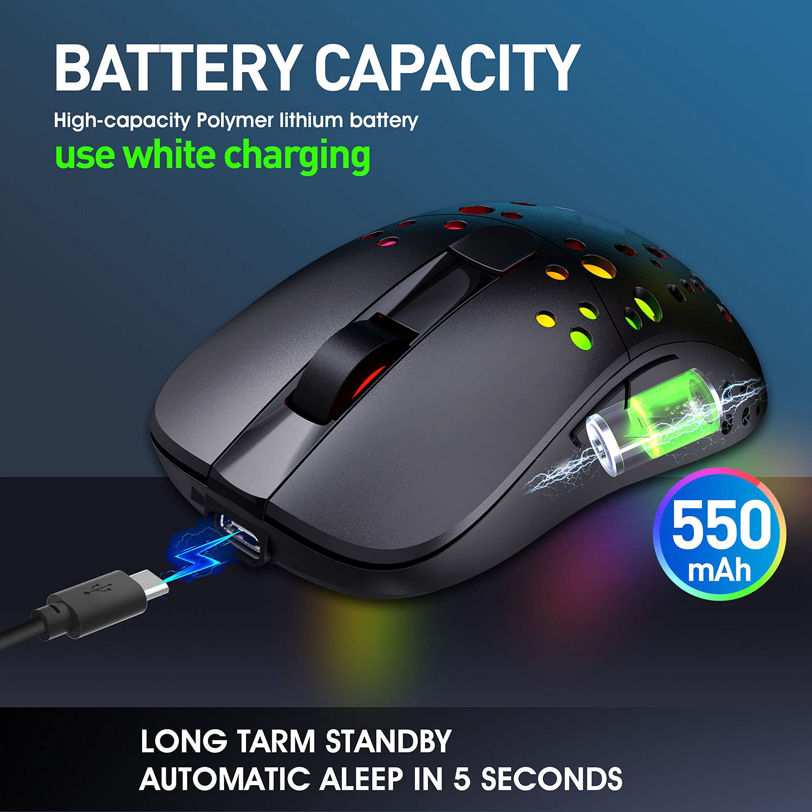 Gaming Mouse 2.4G Dual Mode Six Level Adjustable Precise Control 10000DPI RGB for PC s Gaming Mouse