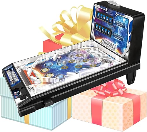 MELPIS Juegos de mesa de pinball portátiles, máquina de juego electrónica de pinball para niños y adultos y niños, mini juguetes de pinball para el