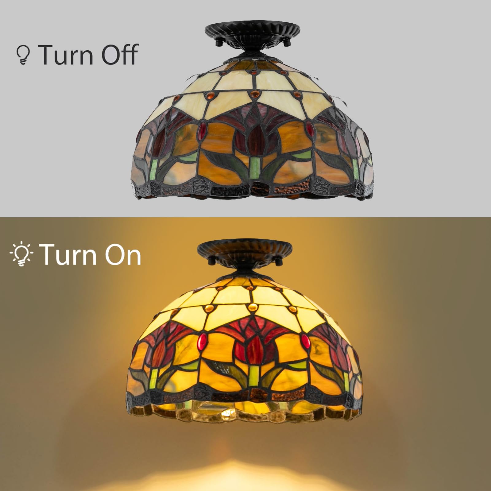 Lámpara de techo, luz de estilo escandinavo lujo retro muebles lámpara de techo, dormitorio cristal escalera lámpara de techo, patrón de tulipanes comedor lámparas de salón y linternas