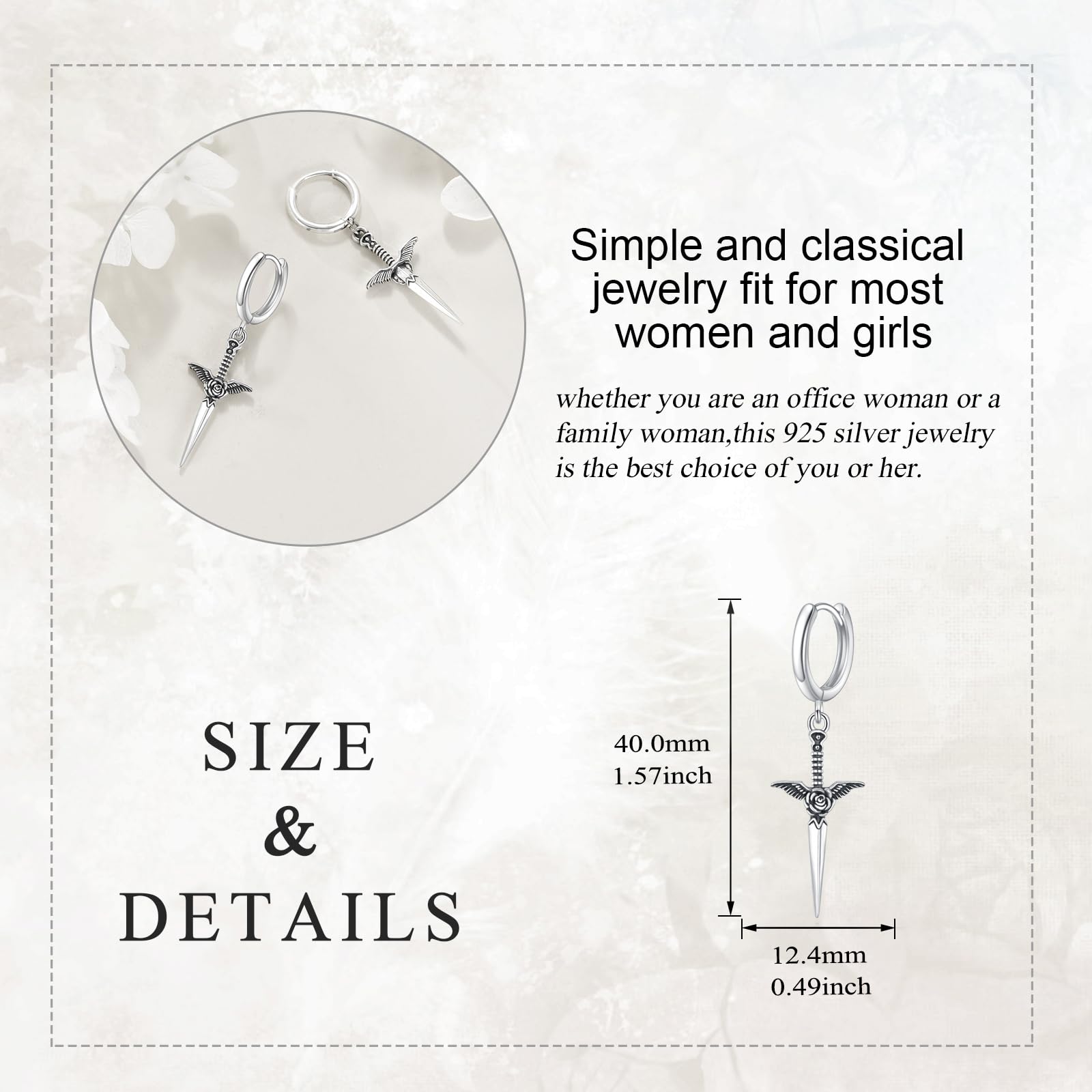 Orecchini pendenti a forma di spada, in argento Sterling 925, gioielli vichinghi, regalo per donne e uomini
