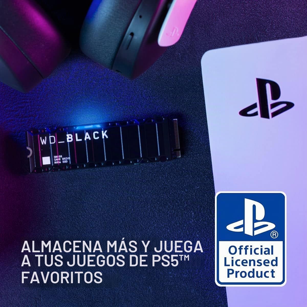 WD-Black SN850 2TB NVMe SSD - Licencia Oficial para Consolas PS5 - hasta 7000 MB/s