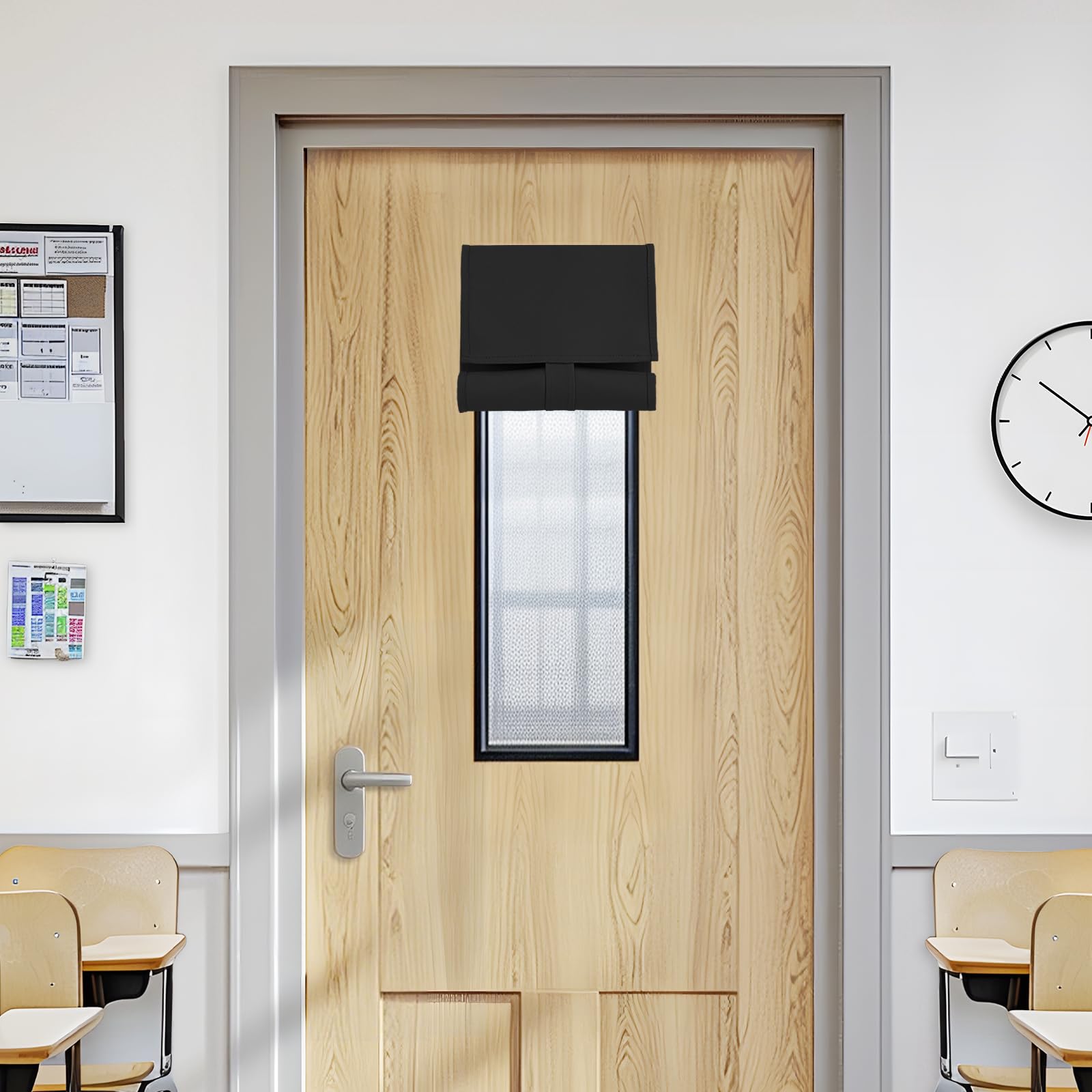 Vatge Classroom Door Window Cover - Thermal Insulated Blackout Classroom Door Curtains for Glass Window Shade for Office, 1 Panel, W10 x L30, Black — image 1