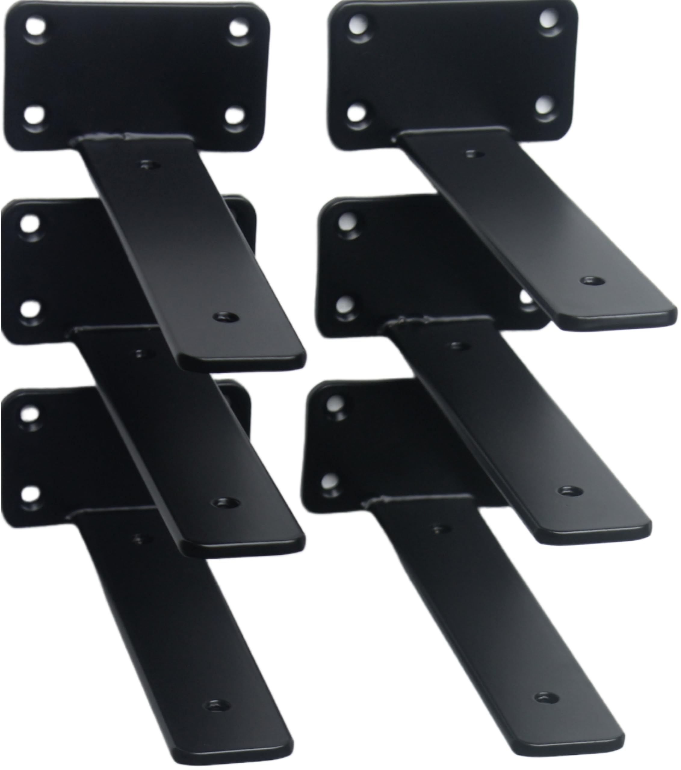 6 Pack - 7 inch Black Hidden L Shelf Bracket (1/5 Inch Thicked) Iron Floating Shelf Brackets Rustic Industrial Metal Brackets for Shelf Support