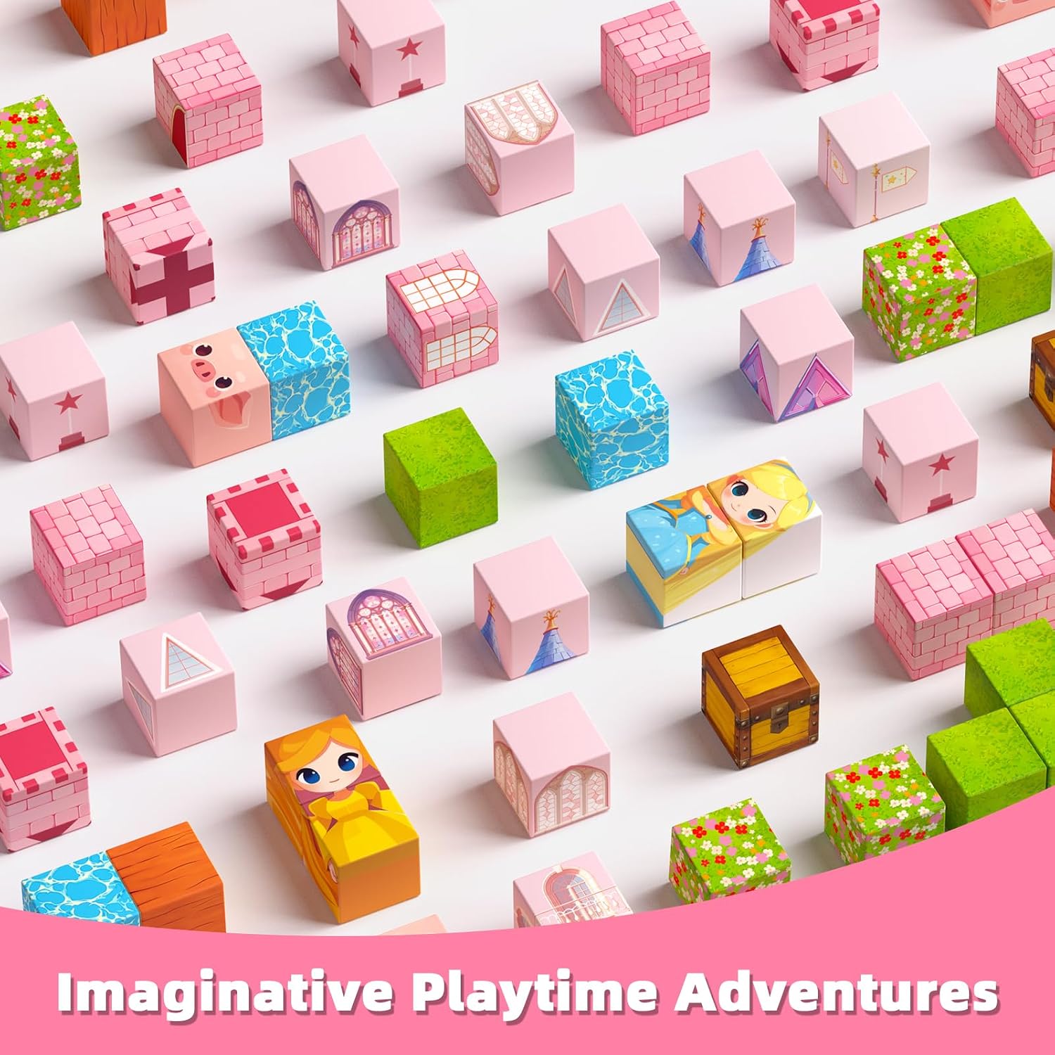 48PCS Magnetic Blocks, Travel Toys Building Cubes Set Girls Birthday Gifts image 2
