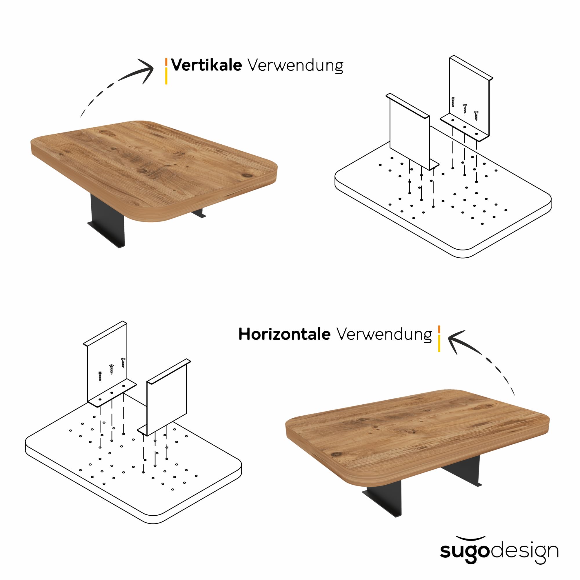 sugodesign Sofatablett Armlehne, Couch-Tablett, Einstellbarer Sofa-Tablett, Getränkehalter, Sitzgarnitur Ablage, Holz-Optik