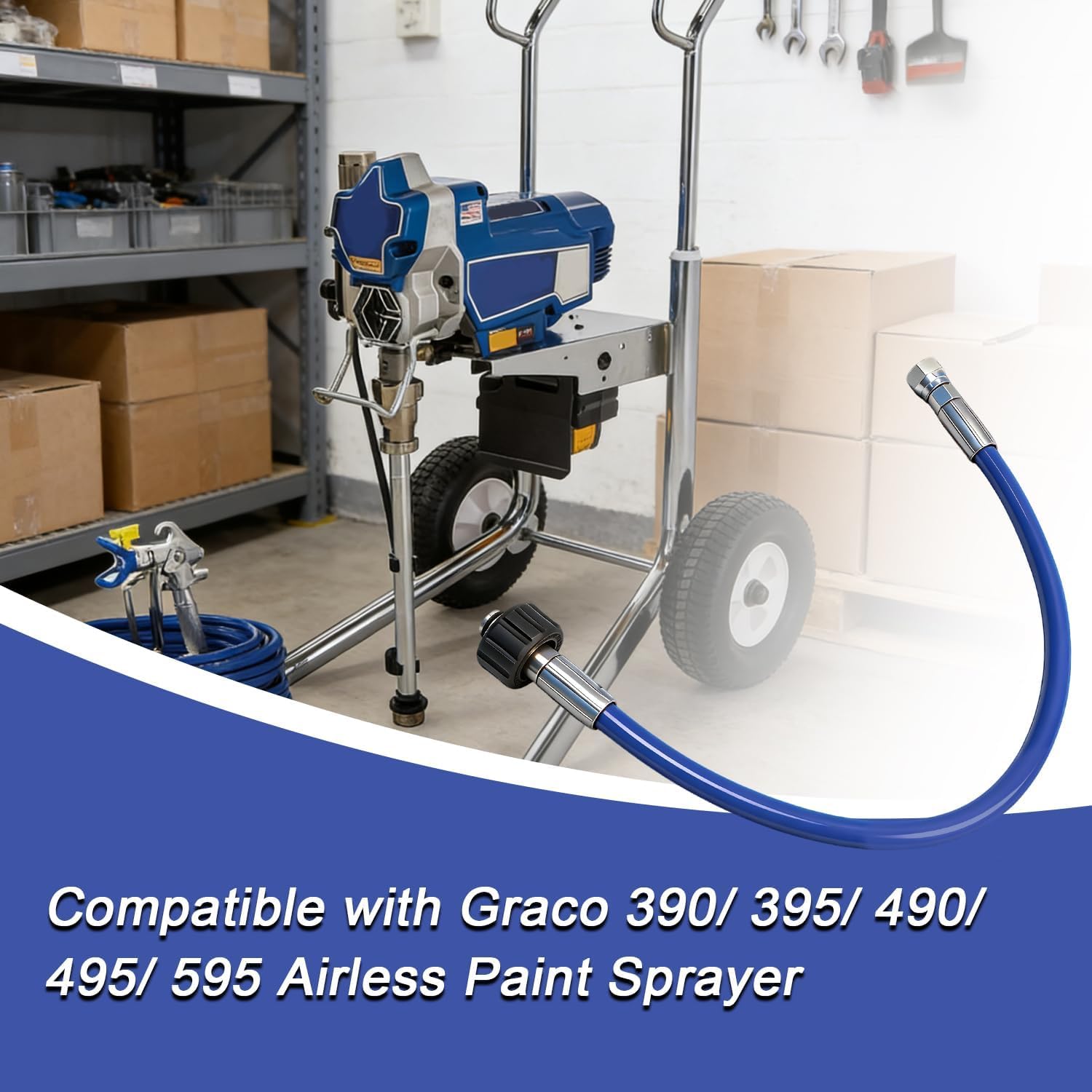 Airless Sprayer Coupled Hose, Piston Pump Side Tube Compatible with Graco 390 395 490 495 595 PC 0.5 Inch Replace#:24W830 Blue