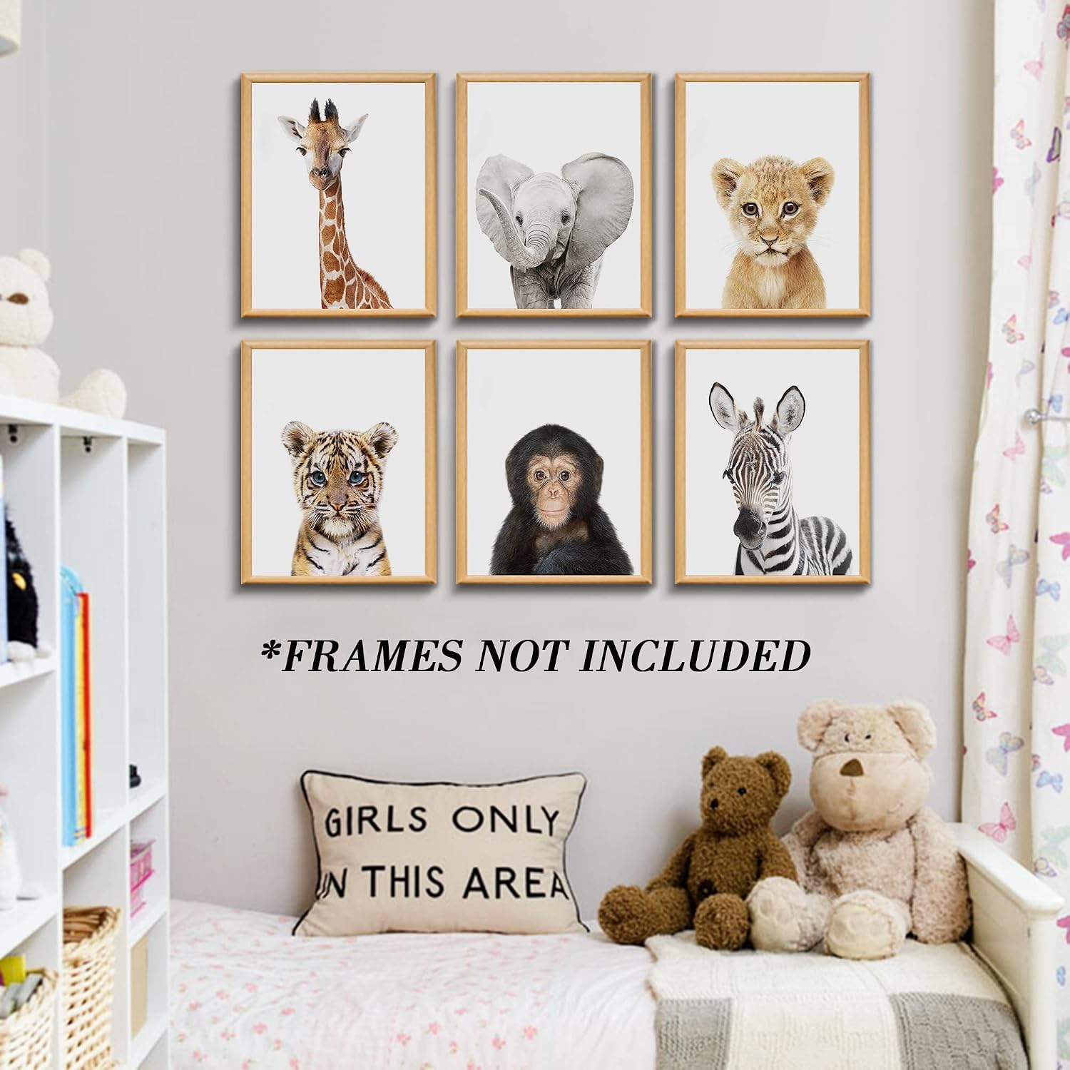 Set of 6 Baby Safari Nursery Wall Decor - Picture Cute Animal Wall Prints on Canvas, under 20 dollars gifts for Baby Boys and Girls Room, UNFRAMED Wall Art(12 x 16 inch) image 4