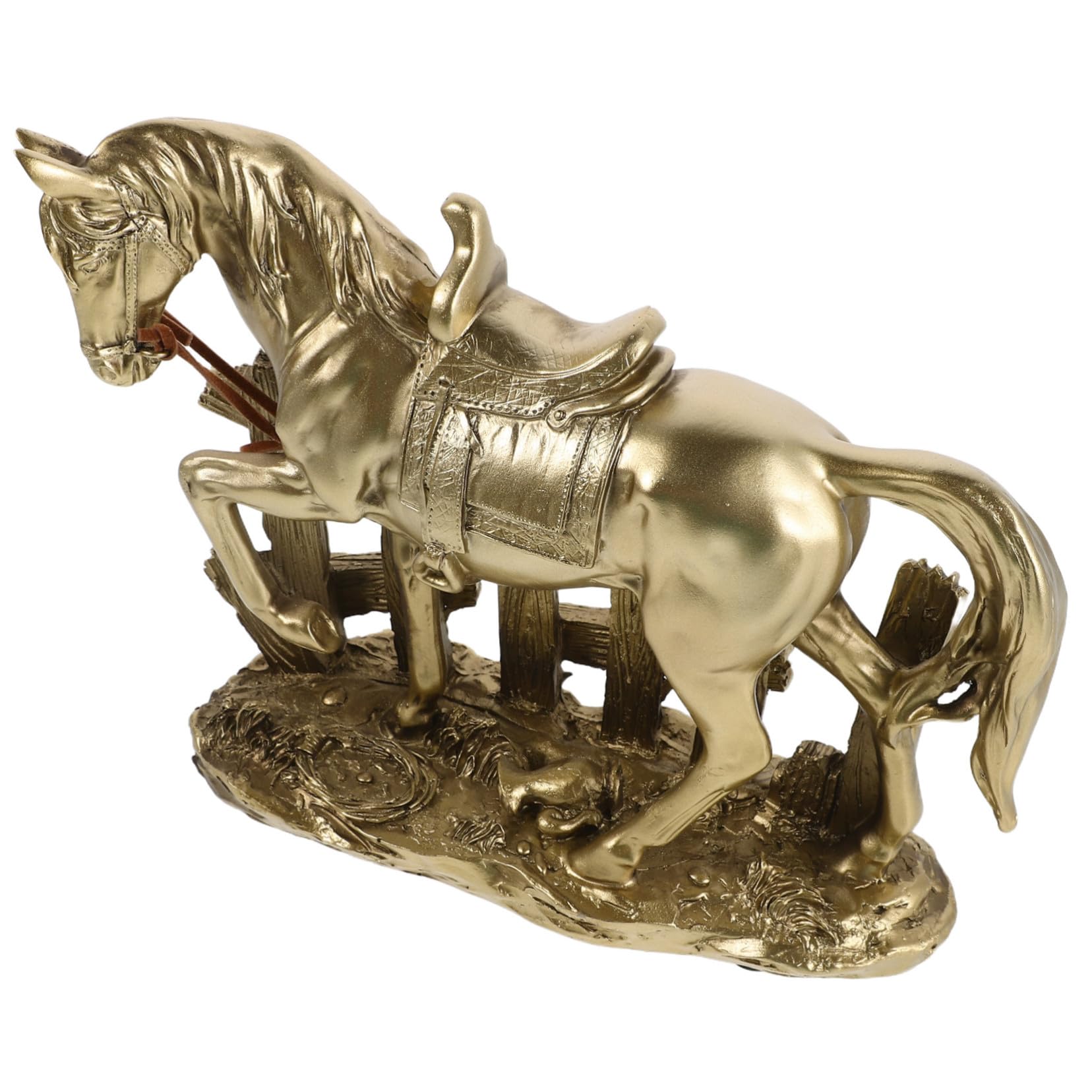 Stehende Pferdestatue aus Kunstharz als Goldene Deko