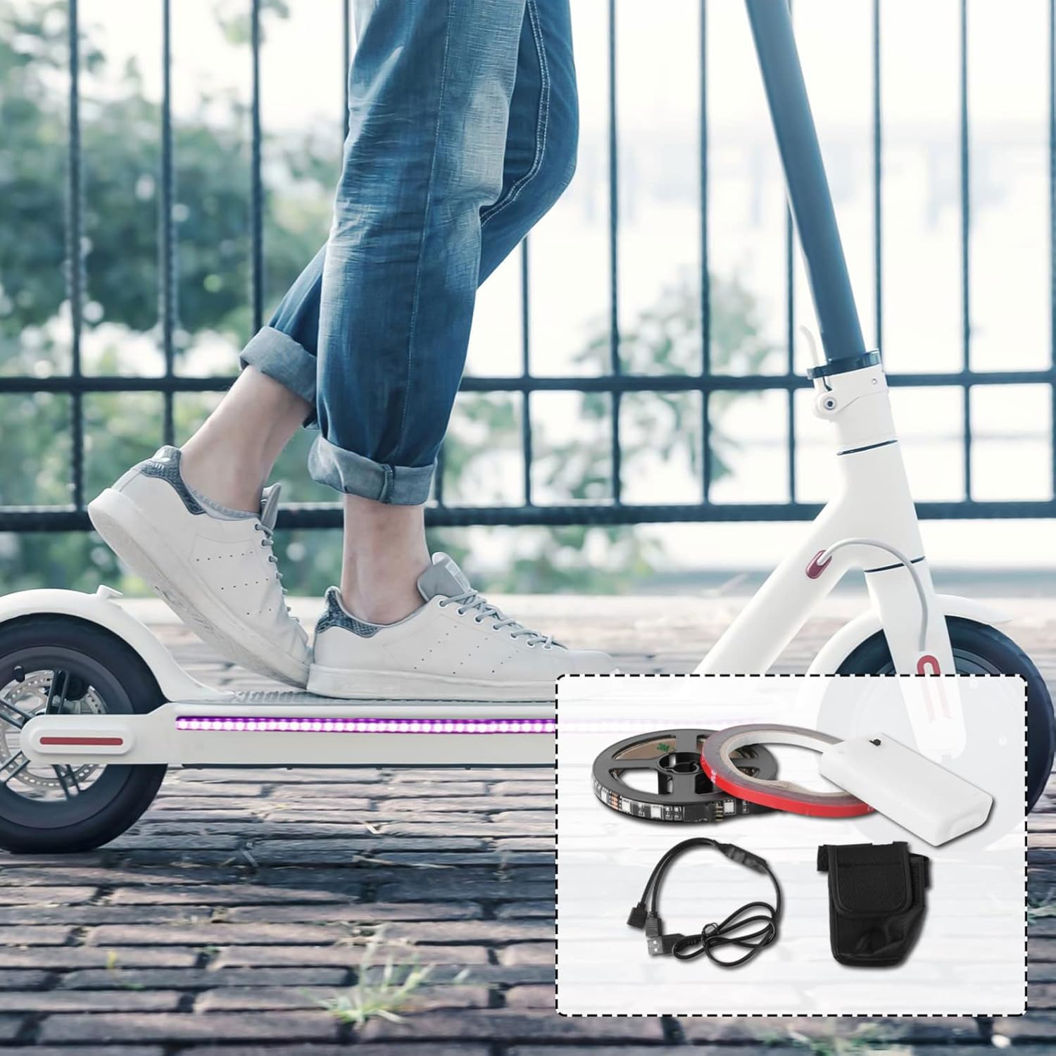 TOYANDONA Decorative Light Strip for Electric Scooter LED Refitment Parts with Easy Installation Modes for Present