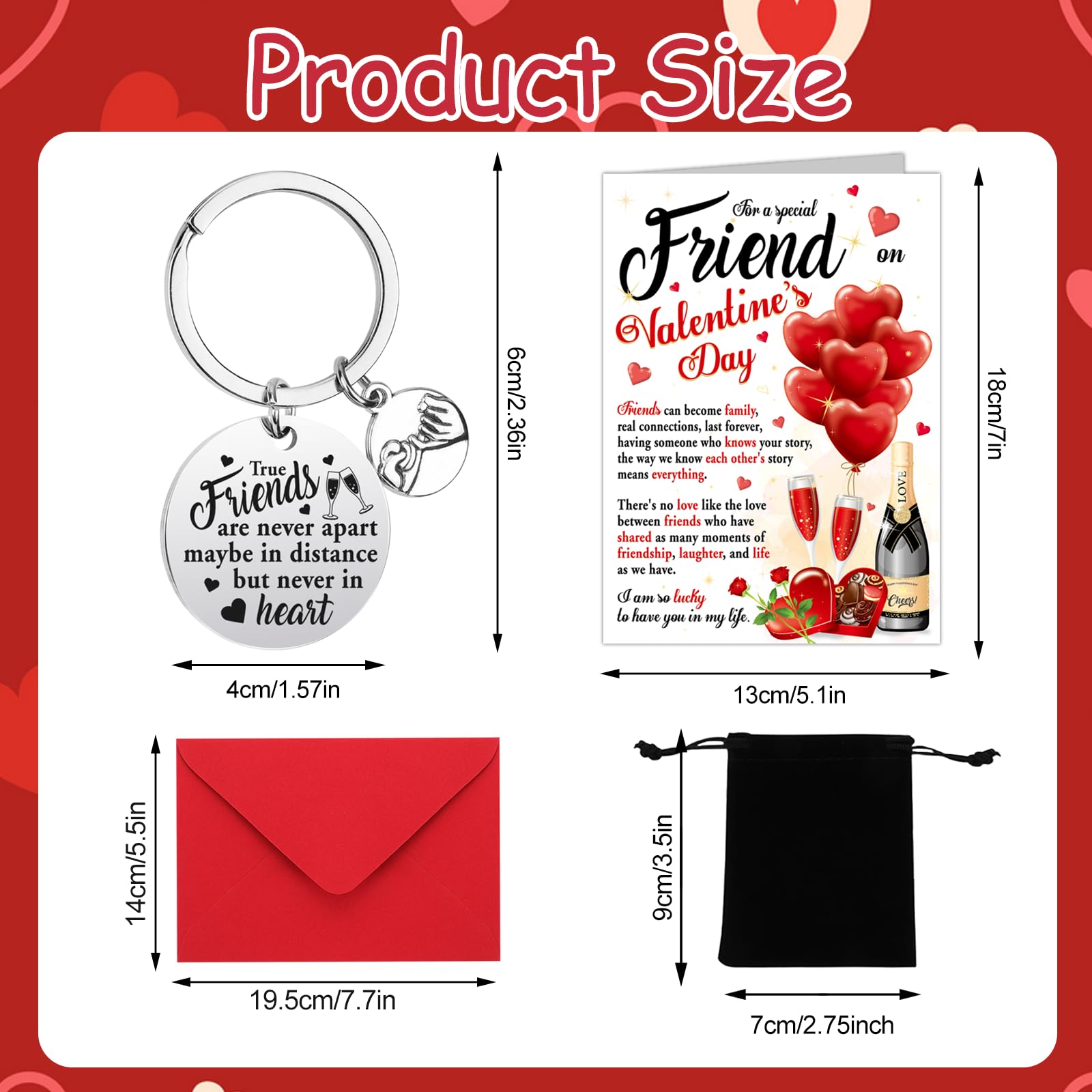 HOWAF Valentines Card for Friend Valentine's Day Card Friend Valentine's Card Best Friend Valentine Card - Image 2