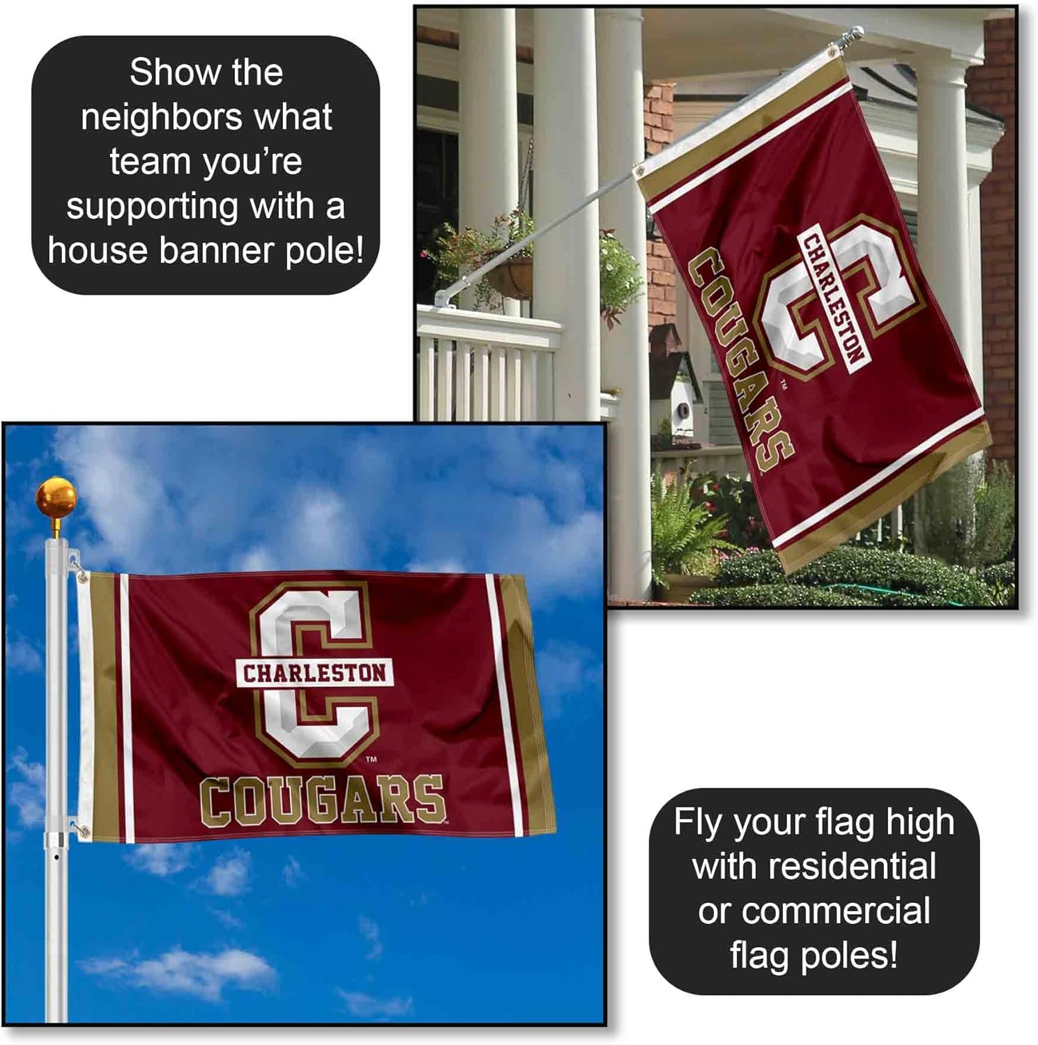 Charleston Cougars Logo 3x5 Foot Flag