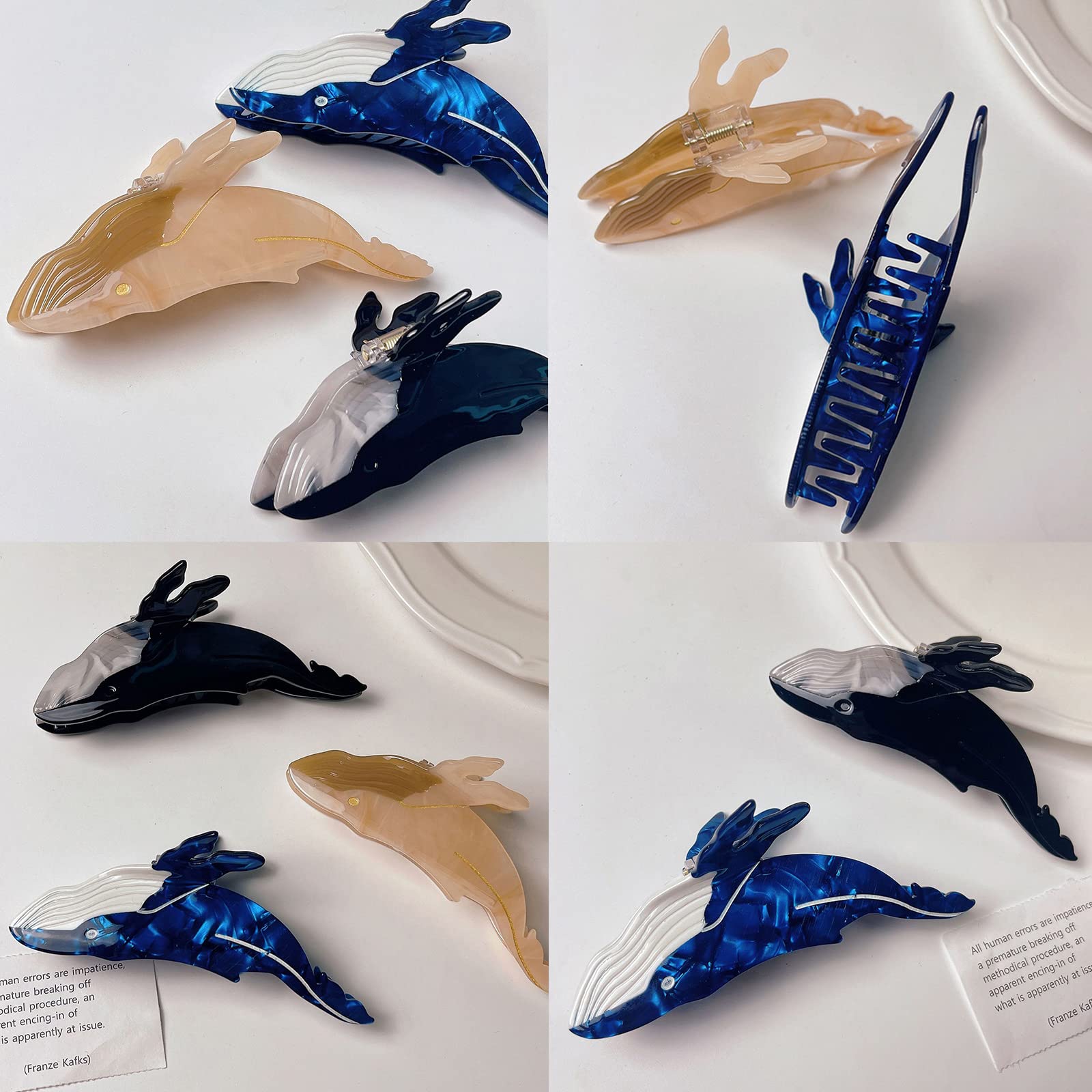 LeeCAE Animal Hair Clip Whale Shape Hair Claw Clip for Thick Hair Grip Hair Clamps for Women Strong Hold Hair Accessories- Blue - Image 4