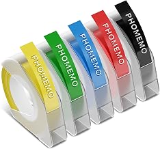 Phomemo DM20008/DM1595BU/1880/E975 Compatible 3D Embossed 3D Width 9mm 5 Rolls Glossy Tape White Letter Type Black Red Green Blue Yellow For Home Storage Notebook Office Outdoor