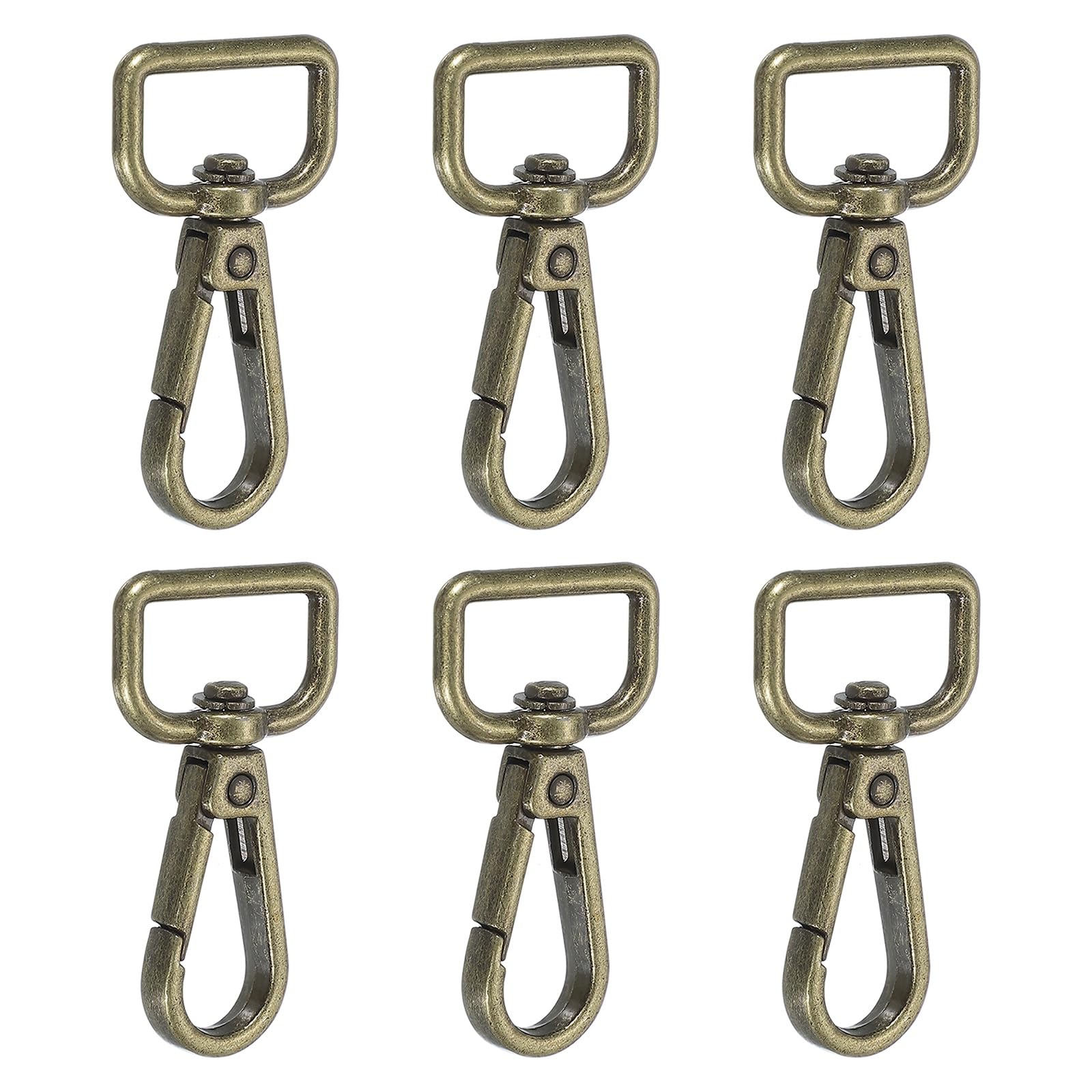 YELARXI Swivel Snap Hooks, Metal D Ring Keychain Lanyard Clip Hook Lobster Clasp Claw Push Gate Clip - Fitting for(Purse Making - Sewing - DIY Crafts) 6 Pcs & 3/4" & Bronze