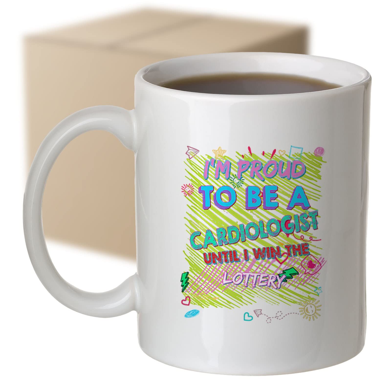 Coffee Mug Proud Cardiologist Until Winning Lottery Funny Gifts For Men Women Coworker Family Lover Special Gifts For Birthday Christmas Funny Cup Gifts Presents Gifts 683132