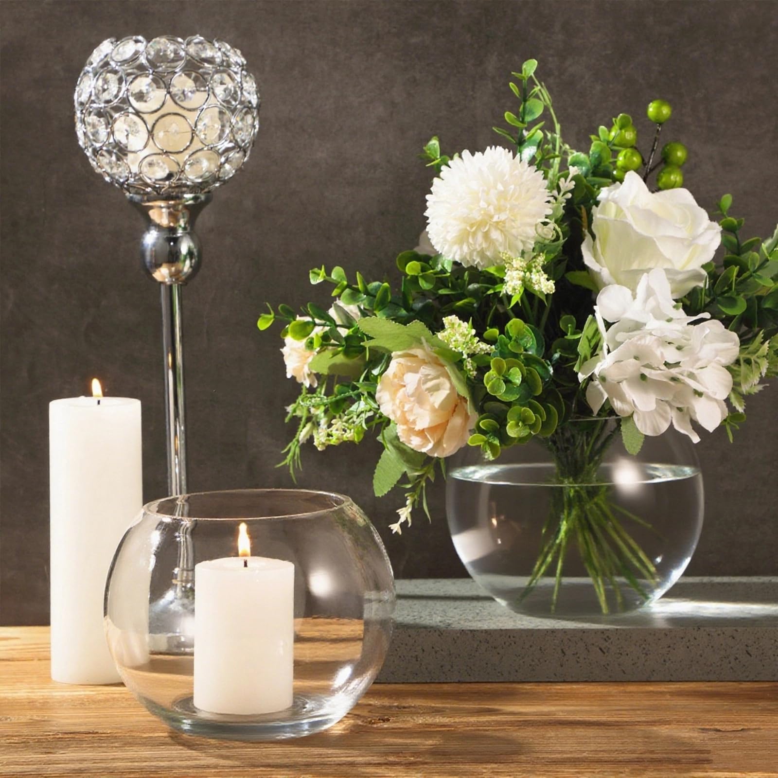 Bubble Bowl Wedding Centerpieces Flowers Lights Bubble Bowl