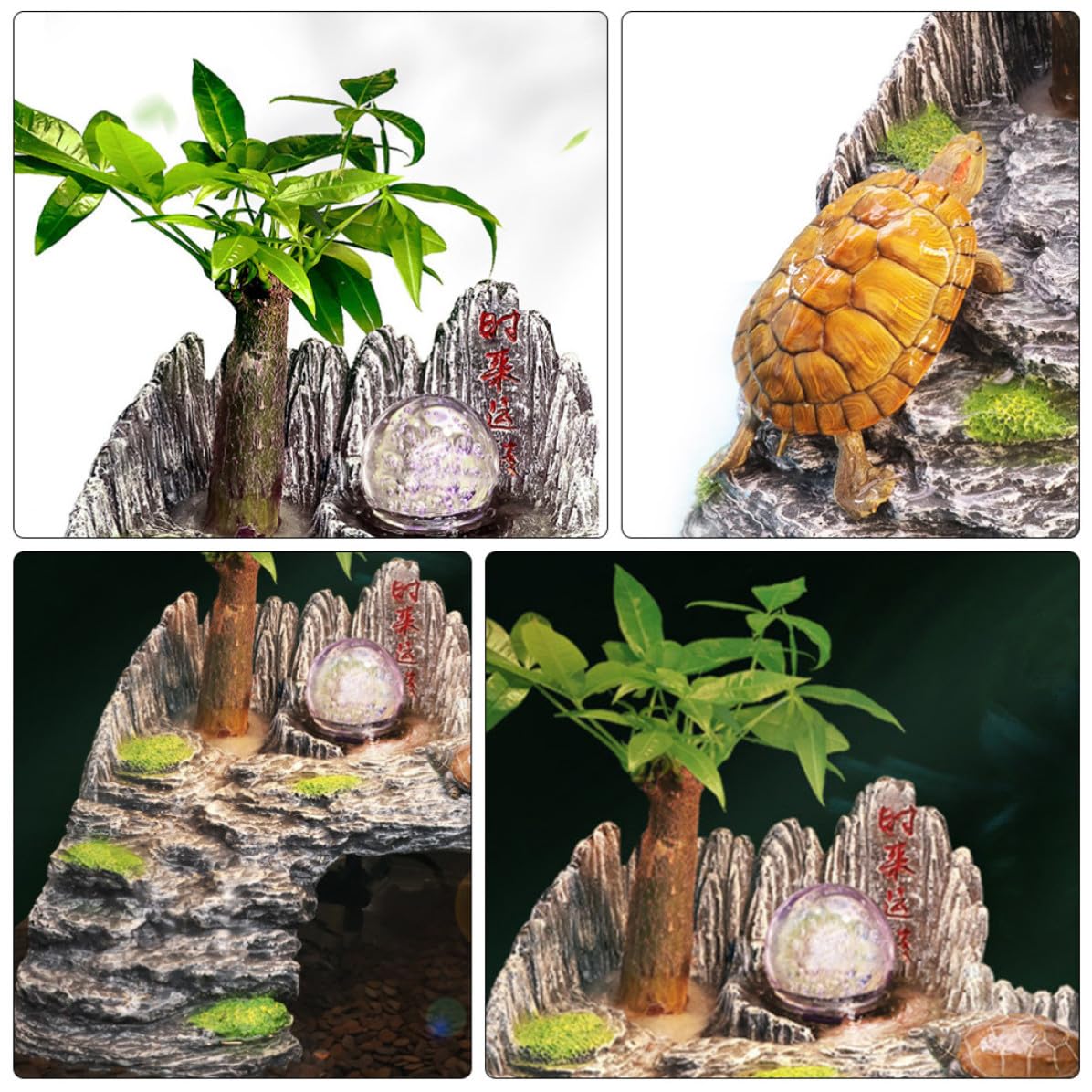 Toyvian Kreative Schildkröten Kletterplattform Aquarium Deko Schildkröten aus Kunstharz und Versteckmöglichkeit Leicht zu Reinigen für Reptilien