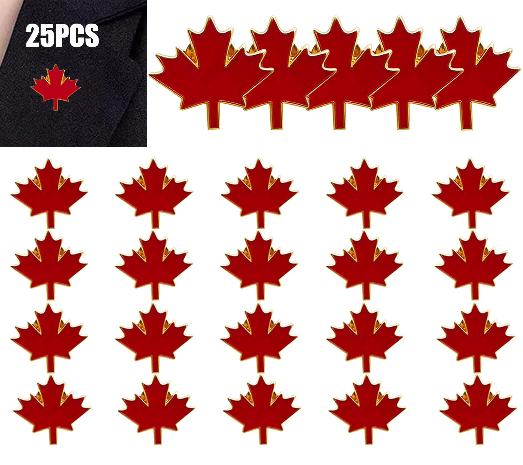 Canadian Maple Leave Lapel Pins，Canada Leaf Pins Red Leave Brooches Badge Pins for Travel