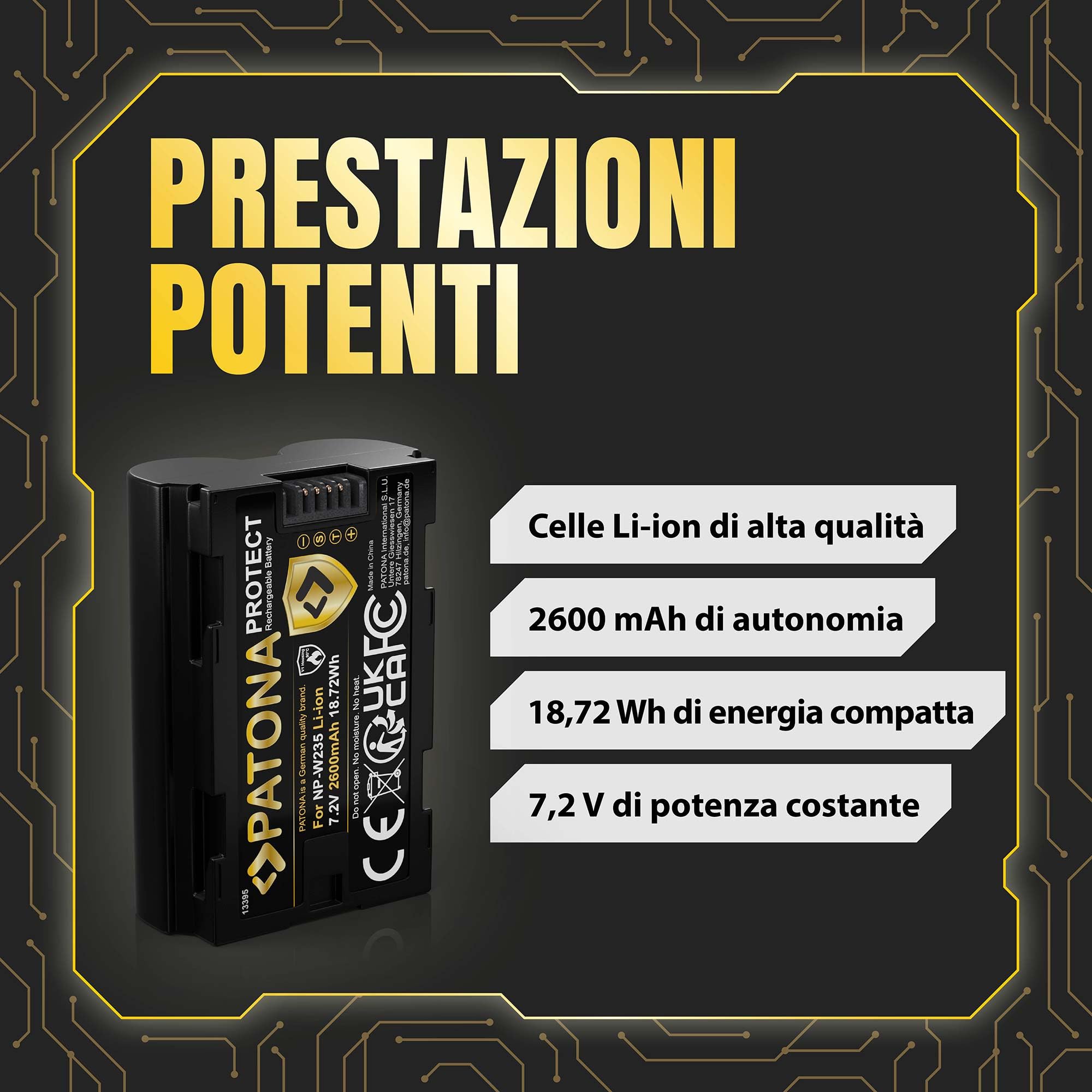 PATONA Protect NP-W235 Batteria 2600mAh (guscio V1, sensore NTC) – sostituisce Fujifilm NP-W235 – per X-T4 X-T5 X-H2 X-H2S X-S20, GFX 50S II, GFX 100S, GFX 100 II, GFX100RF – riserva sicura per il 4K