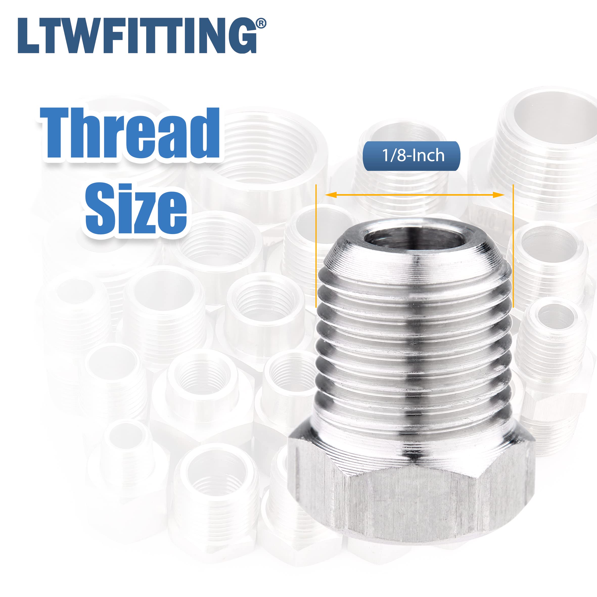 LTWFITTING Stainless Steel 316 Pipe Hex Head Plug Fittings 1/8-Inch ...