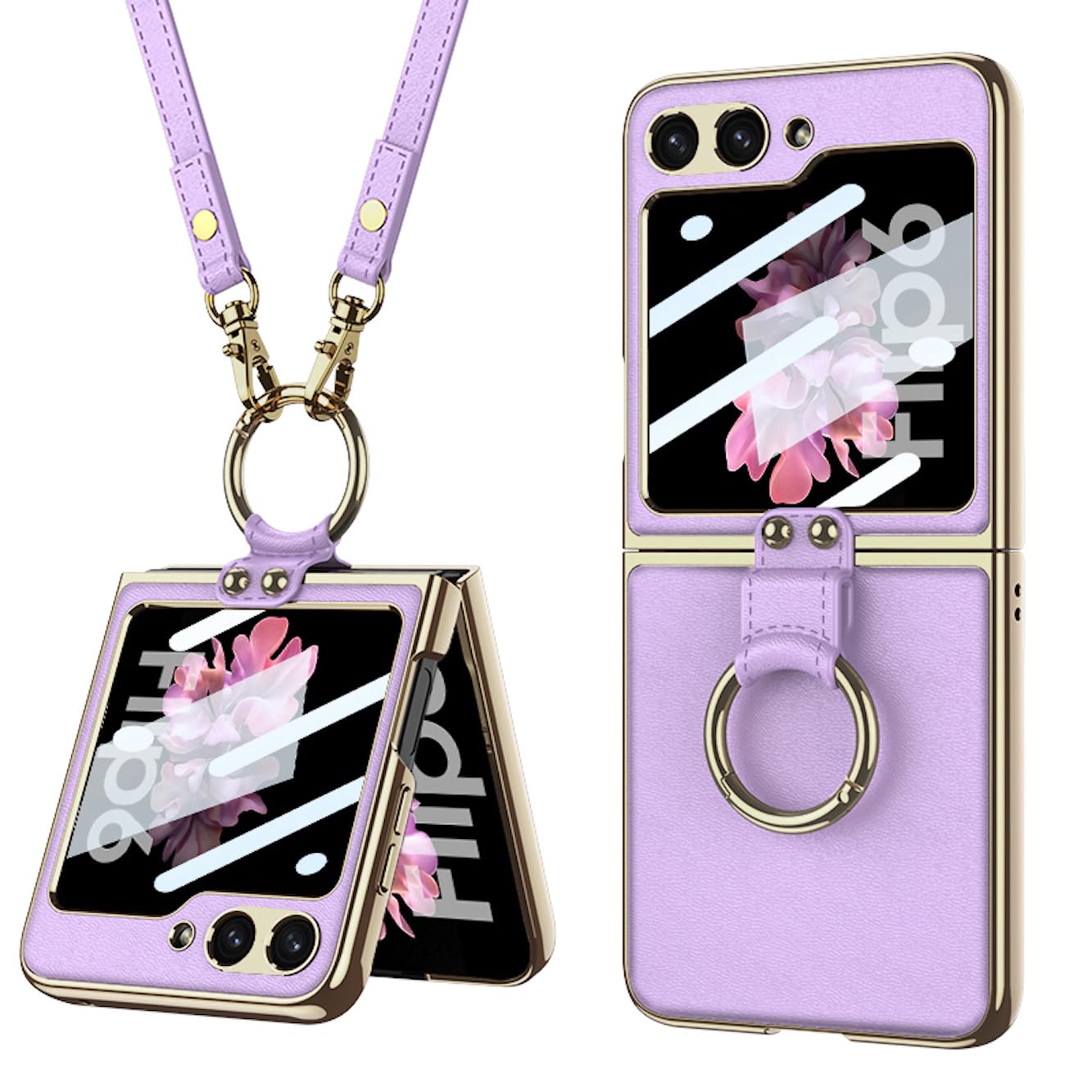 BOUNCEBACK Electroplated Leatherette Case/Cover Ring with Strap for Samsung Galaxy Z Flip6 / Galaxy Flip 6 Case Cover - (Purple | Faux Leather) (B0DC4GTX7D) Amazon Price History, Amazon Price Tracker